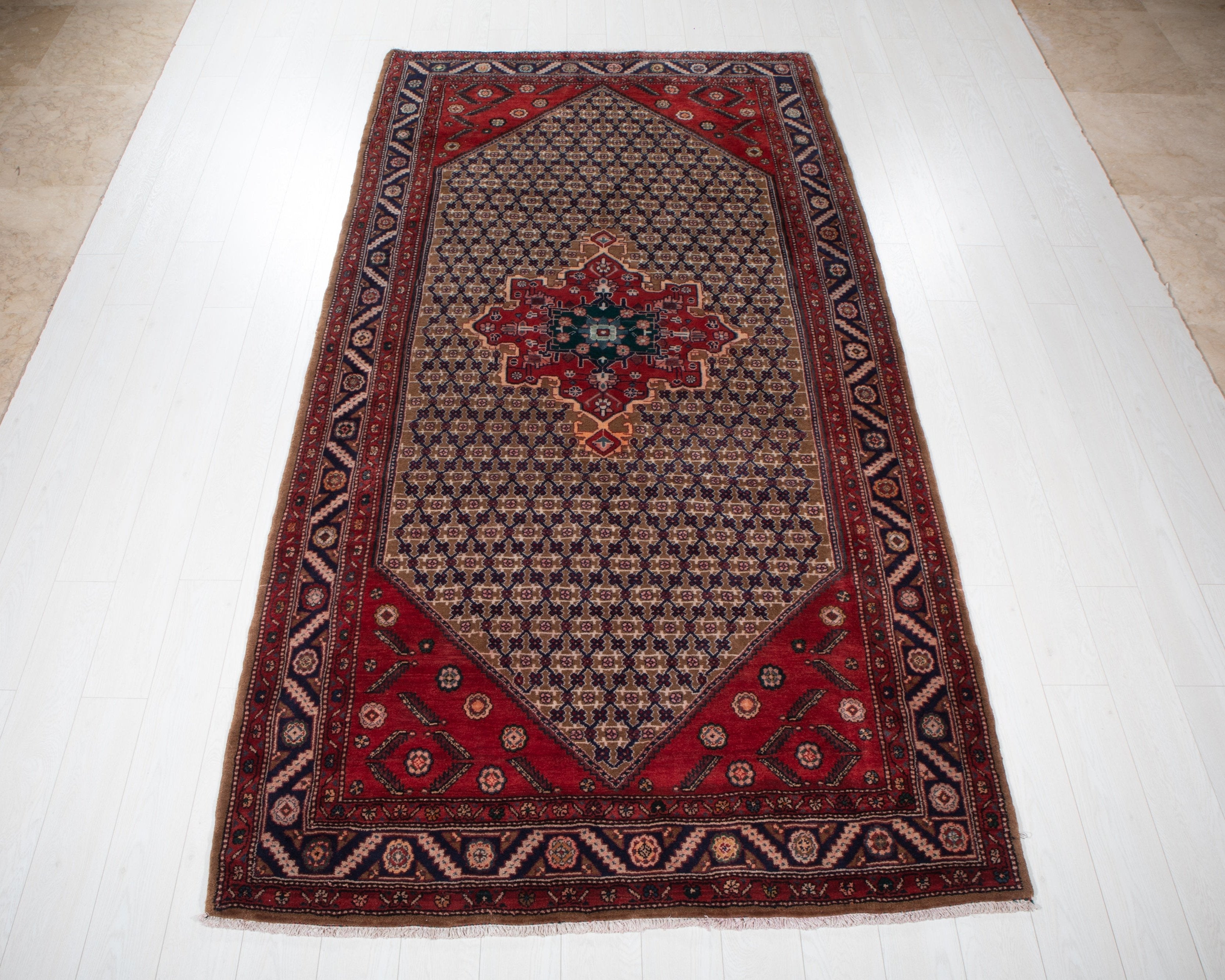 Hand-Knotted Vintage Wool Area Rug – 9' 11" x 5' 2" (301 x 158 cm) - Yasi & Fara
