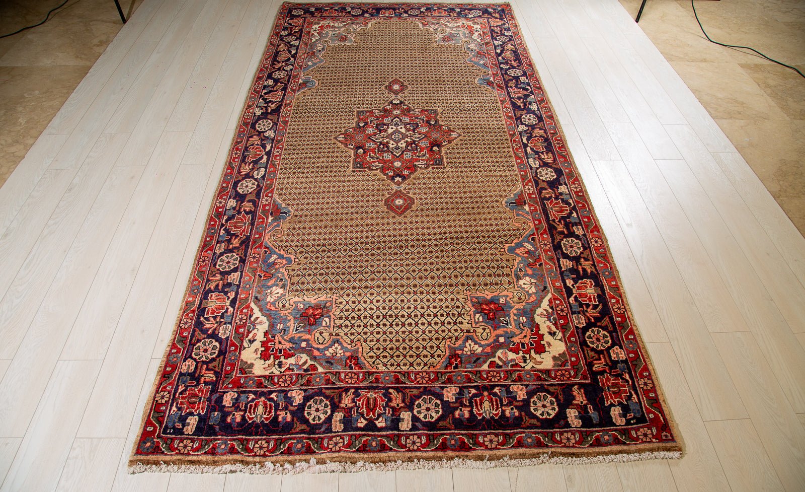 Hand-Knotted Vintage Wool Area Rug – 9' 9" x 4' 10" (297 x 148 cm) - Yasi & Fara