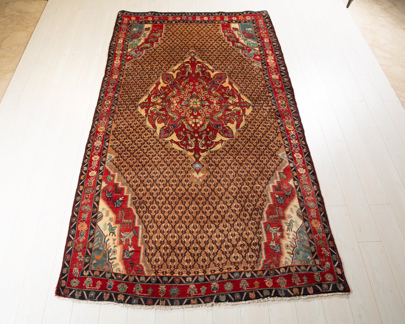 Hand-Knotted Vintage Wool Area Rug – 9' 5" x 5' 1" (287 x 154 cm) - Yasi & Fara