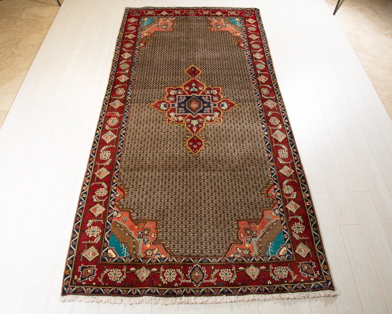 Hand-Knotted Vintage Wool Area Rug – 10' 6" x 4' 11" (320 x 151 cm) - Yasi & Fara