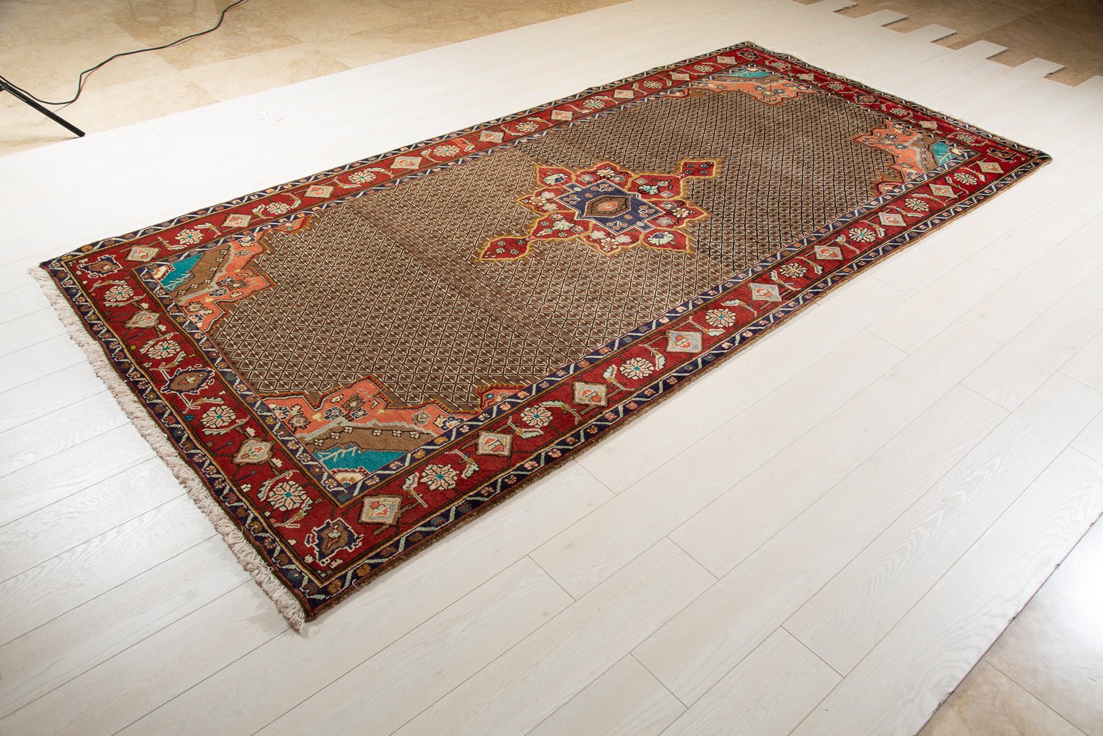 Hand-Knotted Vintage Wool Area Rug – 10' 6" x 4' 11" (320 x 151 cm) - Yasi & Fara