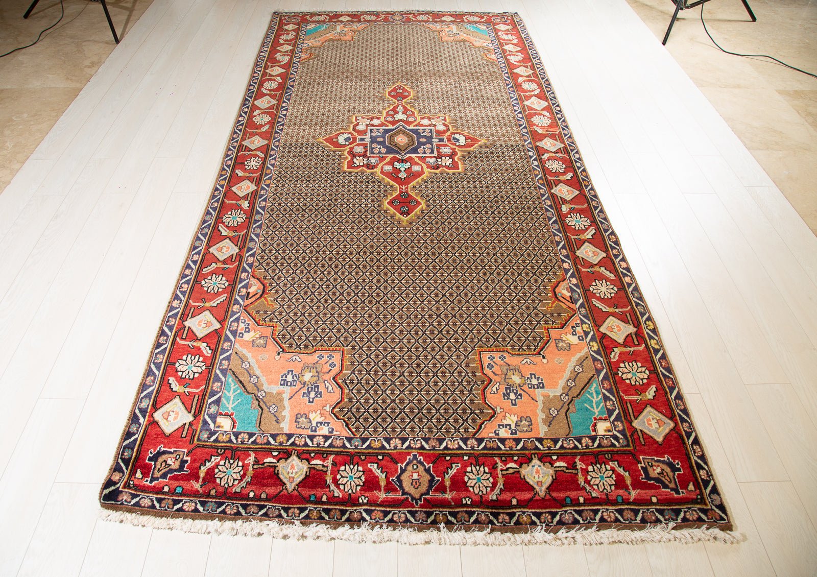 Hand-Knotted Vintage Wool Area Rug – 10' 6" x 4' 11" (320 x 151 cm) - Yasi & Fara