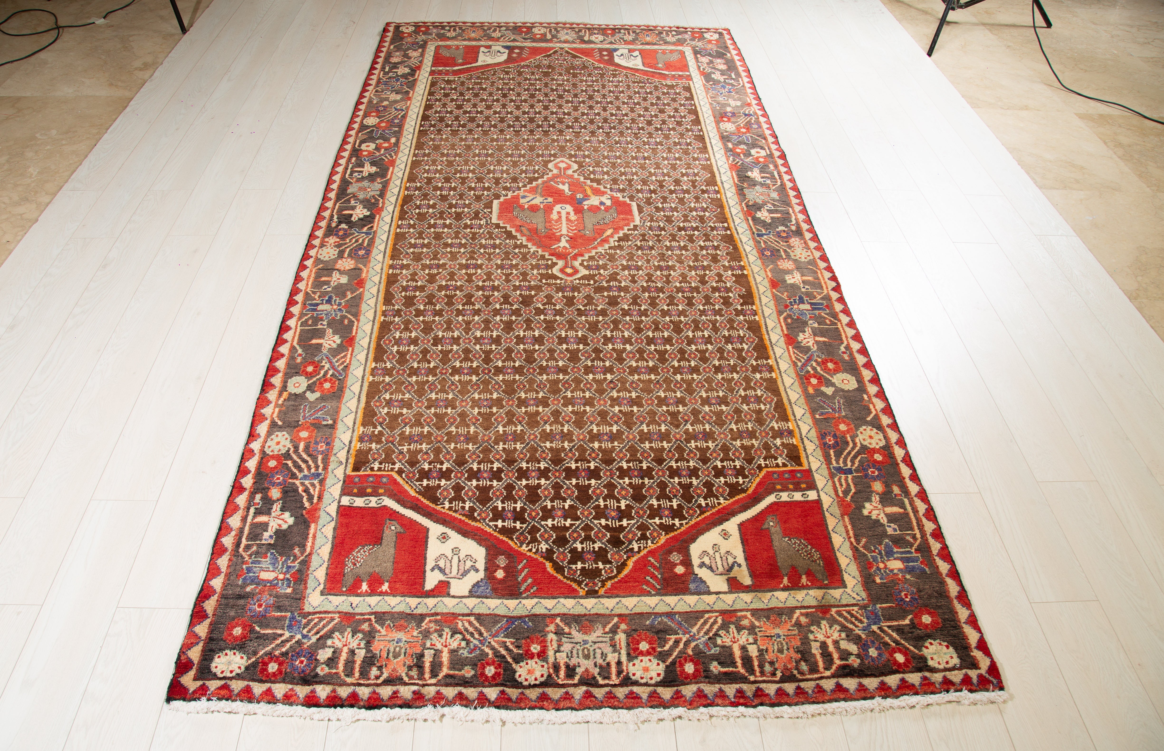 Hand-Knotted Vintage Wool Area Rug – 10' x 4' 10" (304 x 148 cm) - Yasi & Fara