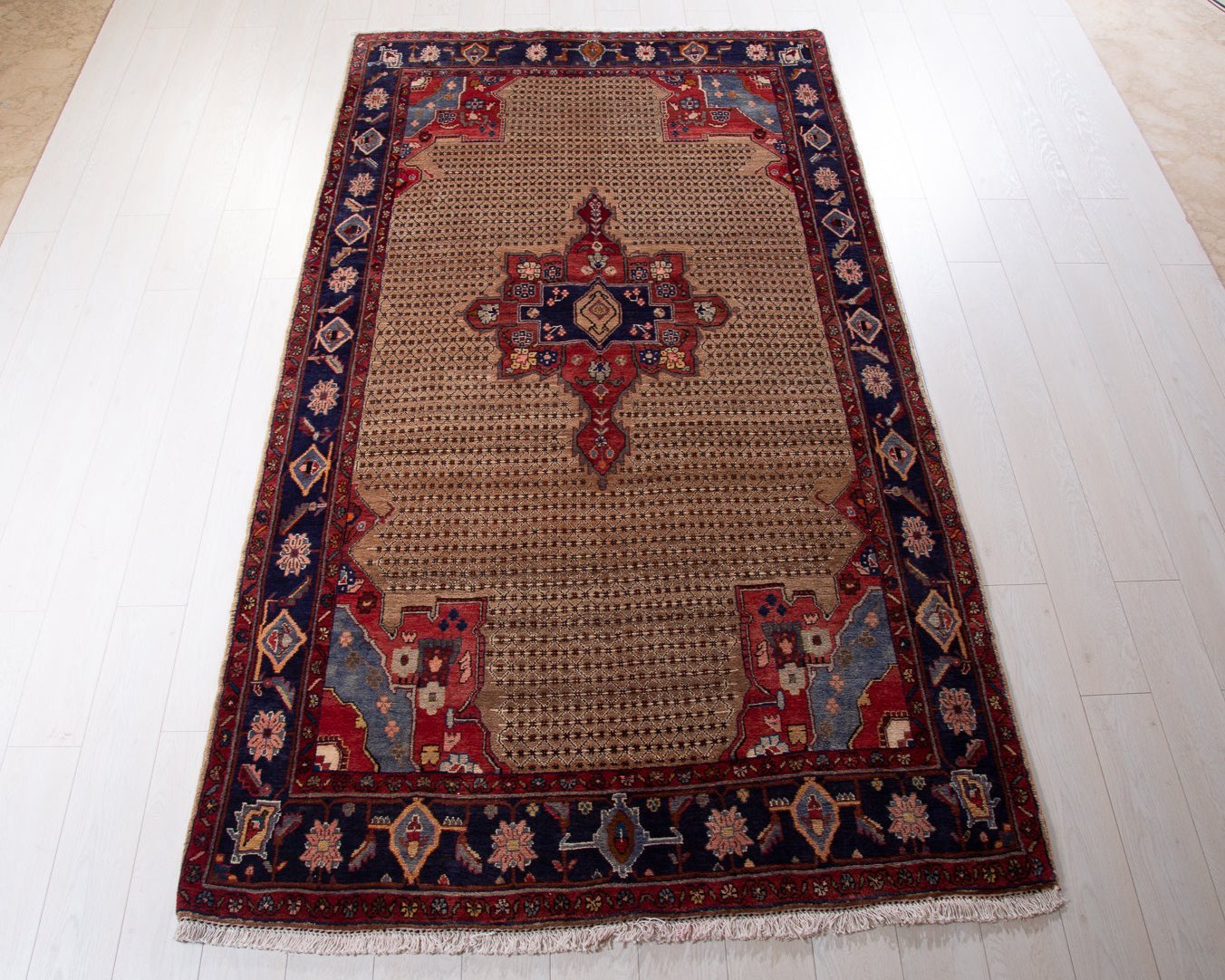 Hand-Knotted Vintage Wool Area Rug – 8' 9" x 4' 11" (267 x 149 cm) - Yasi & Fara