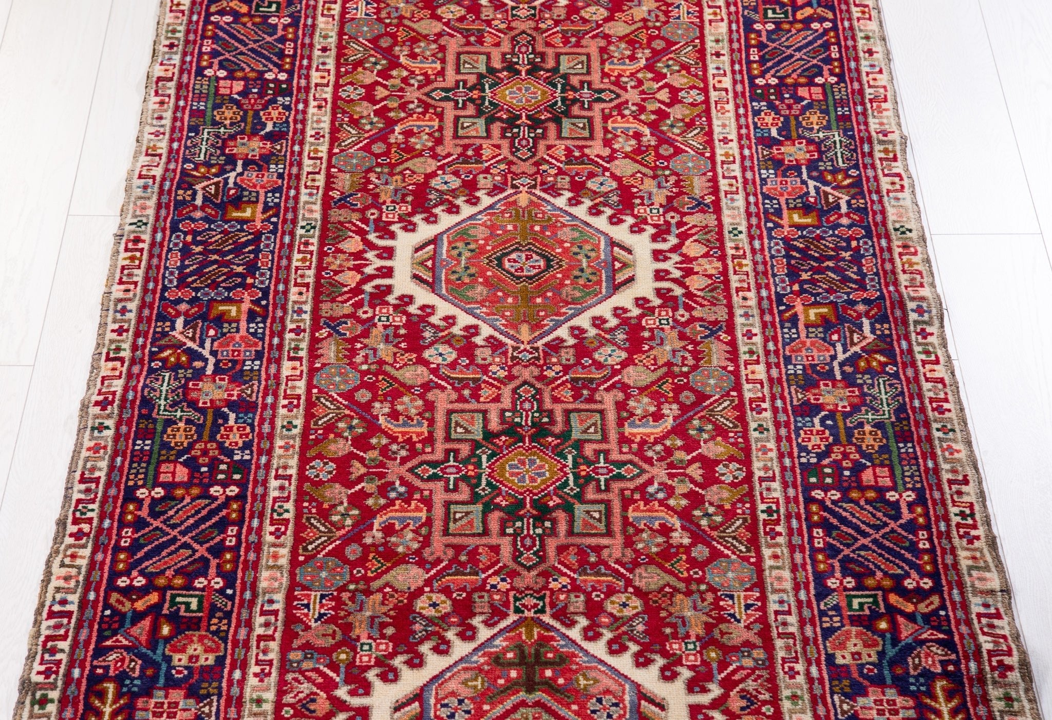Hand-Knotted Vintage Wool Runner Rug – 10' 7" x 3' 7" (322 x 108 cm) - Yasi & Fara