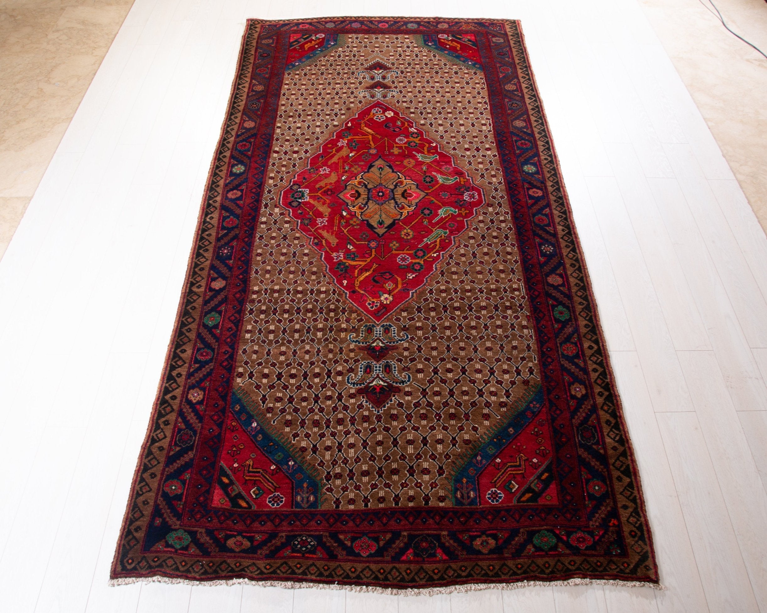 Hand-Knotted Vintage Wool Area Rug – 10' 7" x 5' 3" (323 x 159 cm) - Yasi & Fara