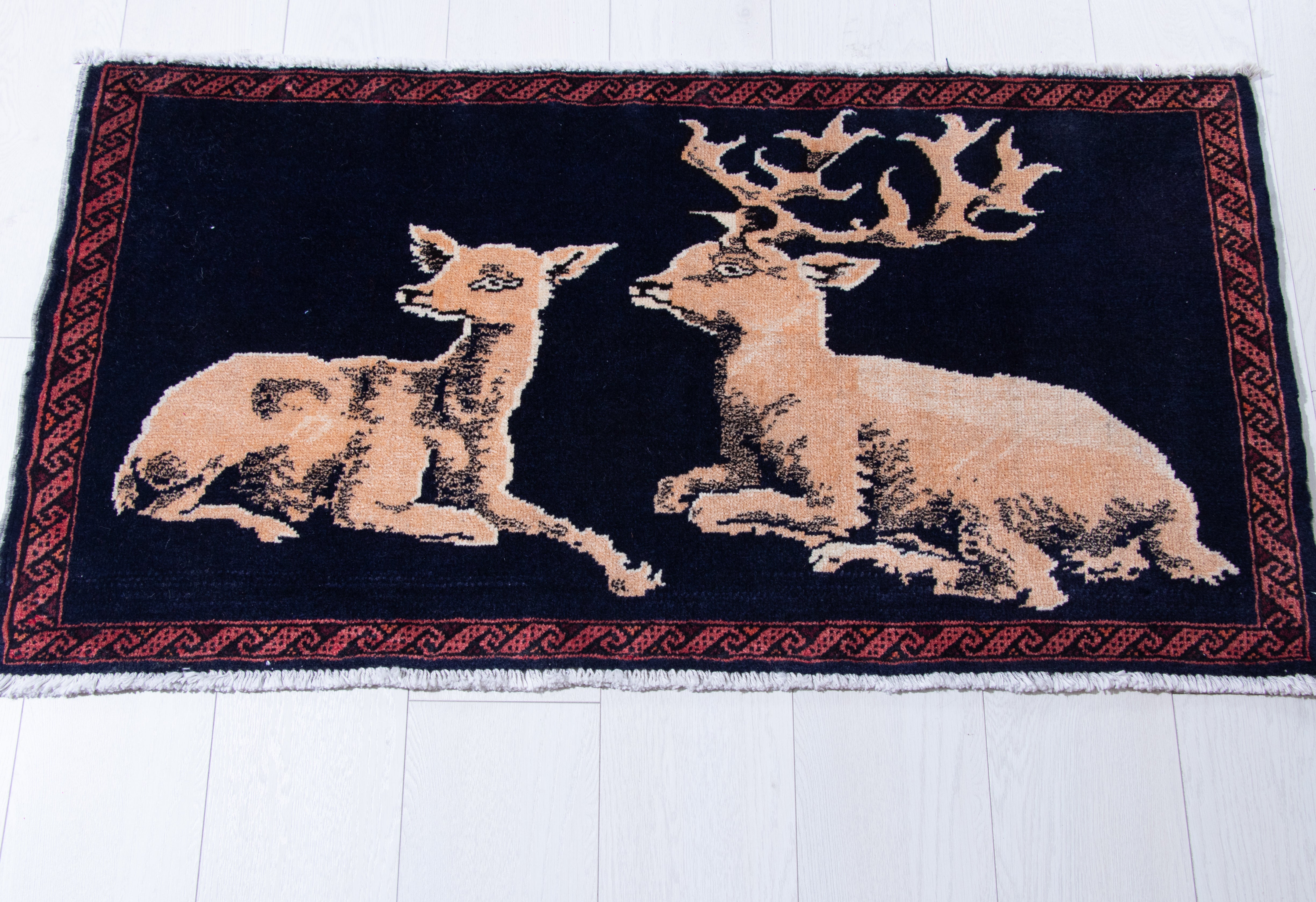 Pair of Hand-Knotted Vintage Wool Small Area Rugs – 1' 10" x 3' 5" (55 x 104 cm) - Yasi & Fara