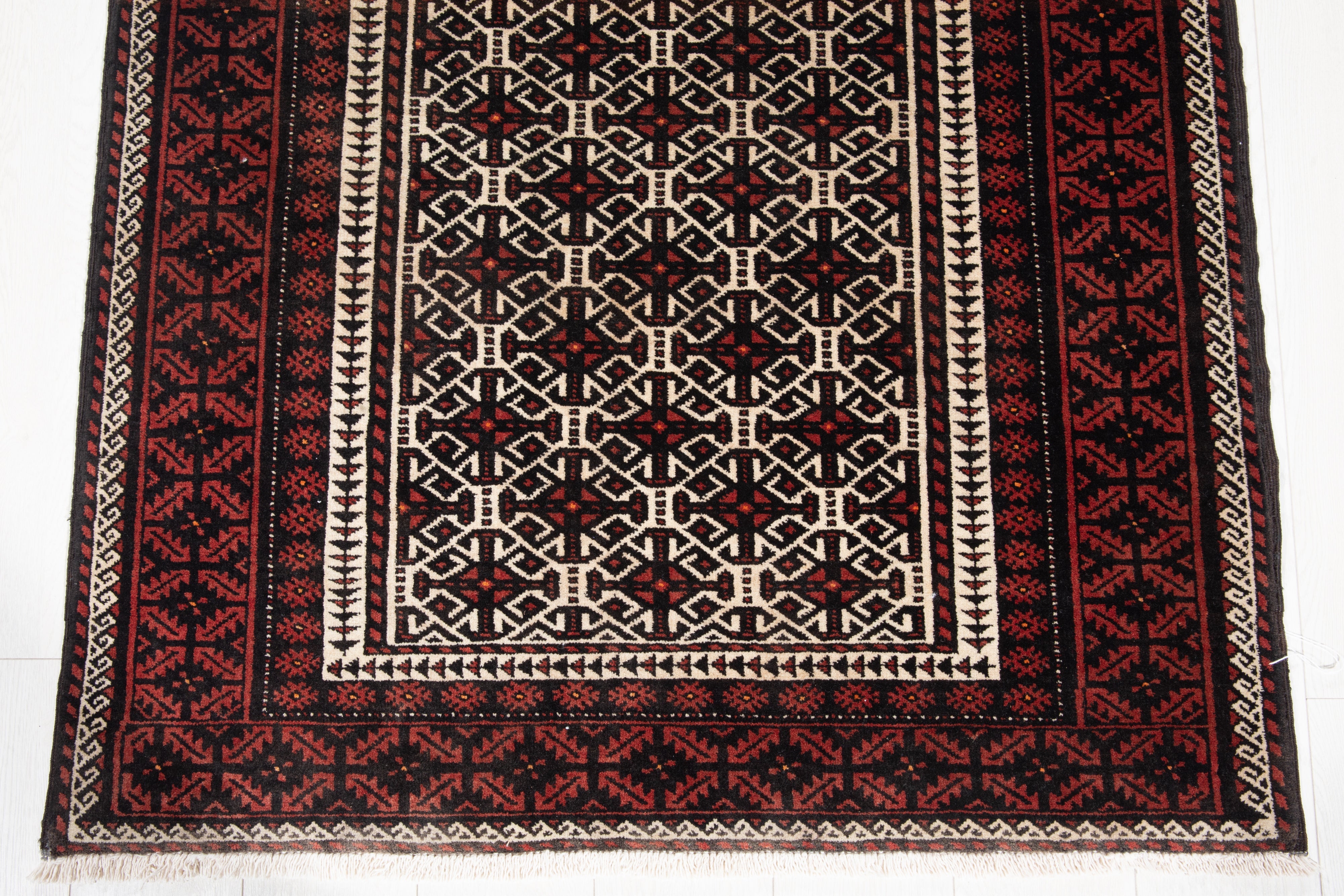 Hand-Knotted Vintage Wool Area Rug – 6' 7" x 3' 3" (202 x 100 cm) - Yasi & Fara