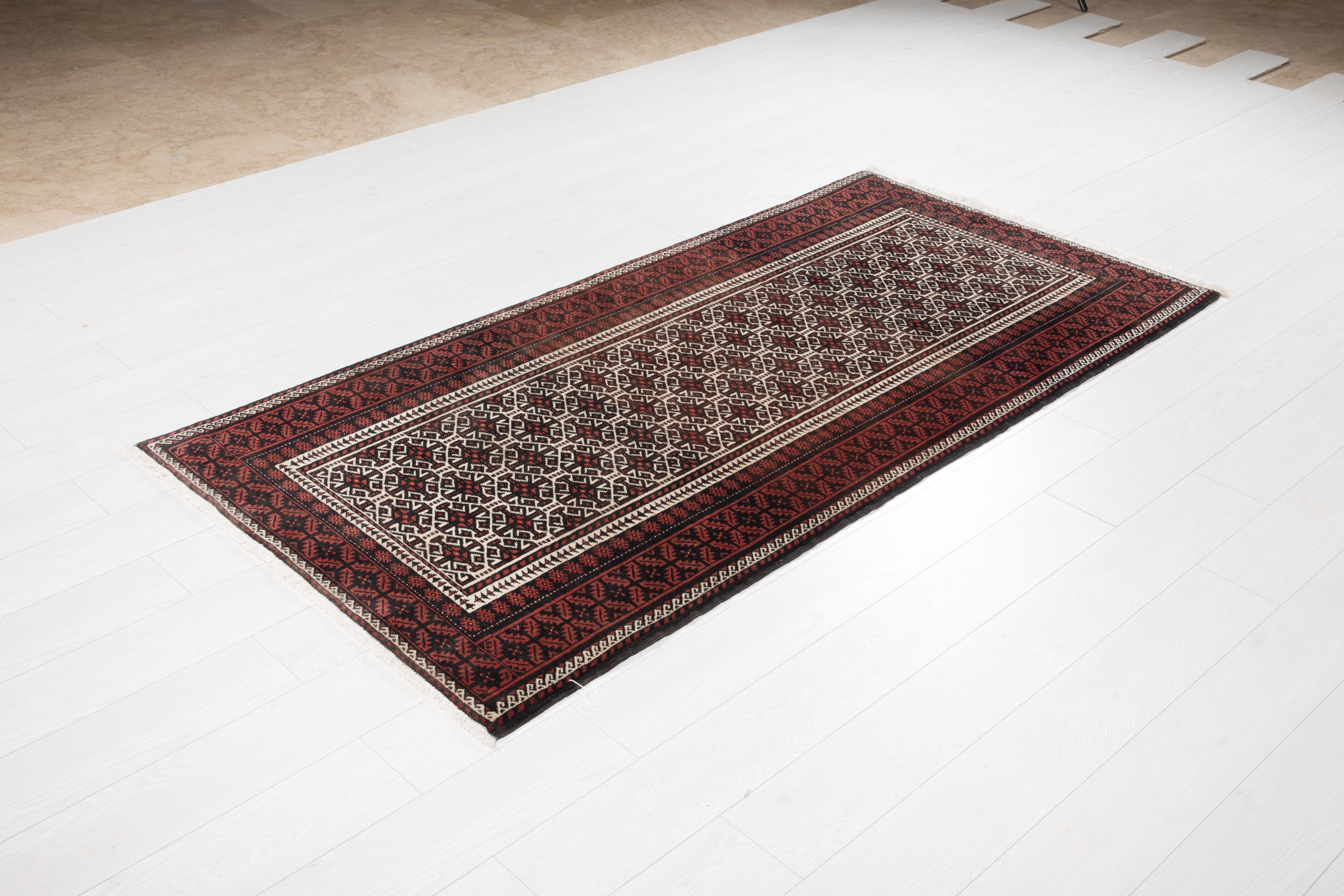 Hand-Knotted Vintage Wool Area Rug – 6' 7" x 3' 3" (202 x 100 cm) - Yasi & Fara