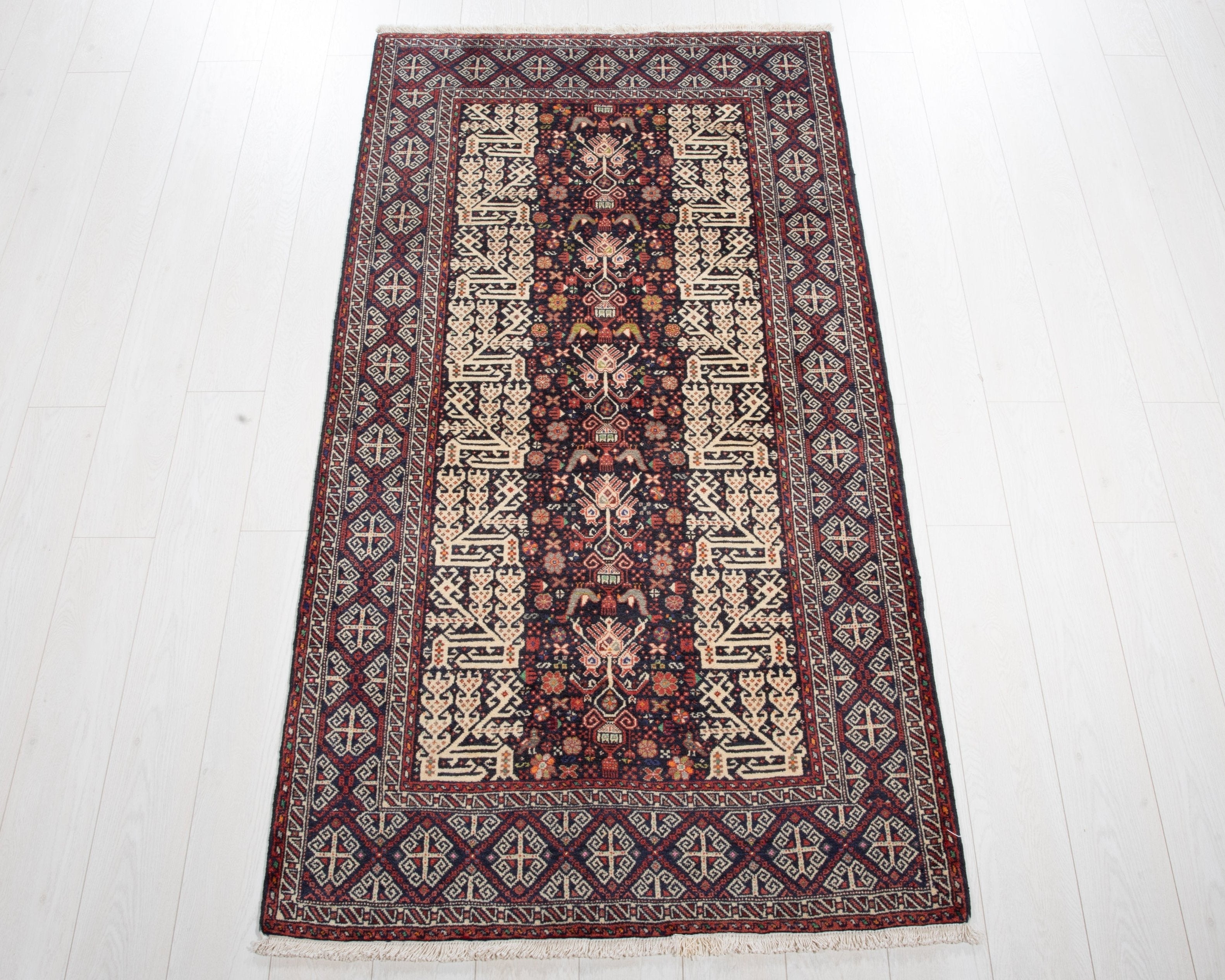Hand-Knotted Vintage Wool Area Rug – 6' 4" x 3' 4" (194 x 102 cm) - Yasi & Fara