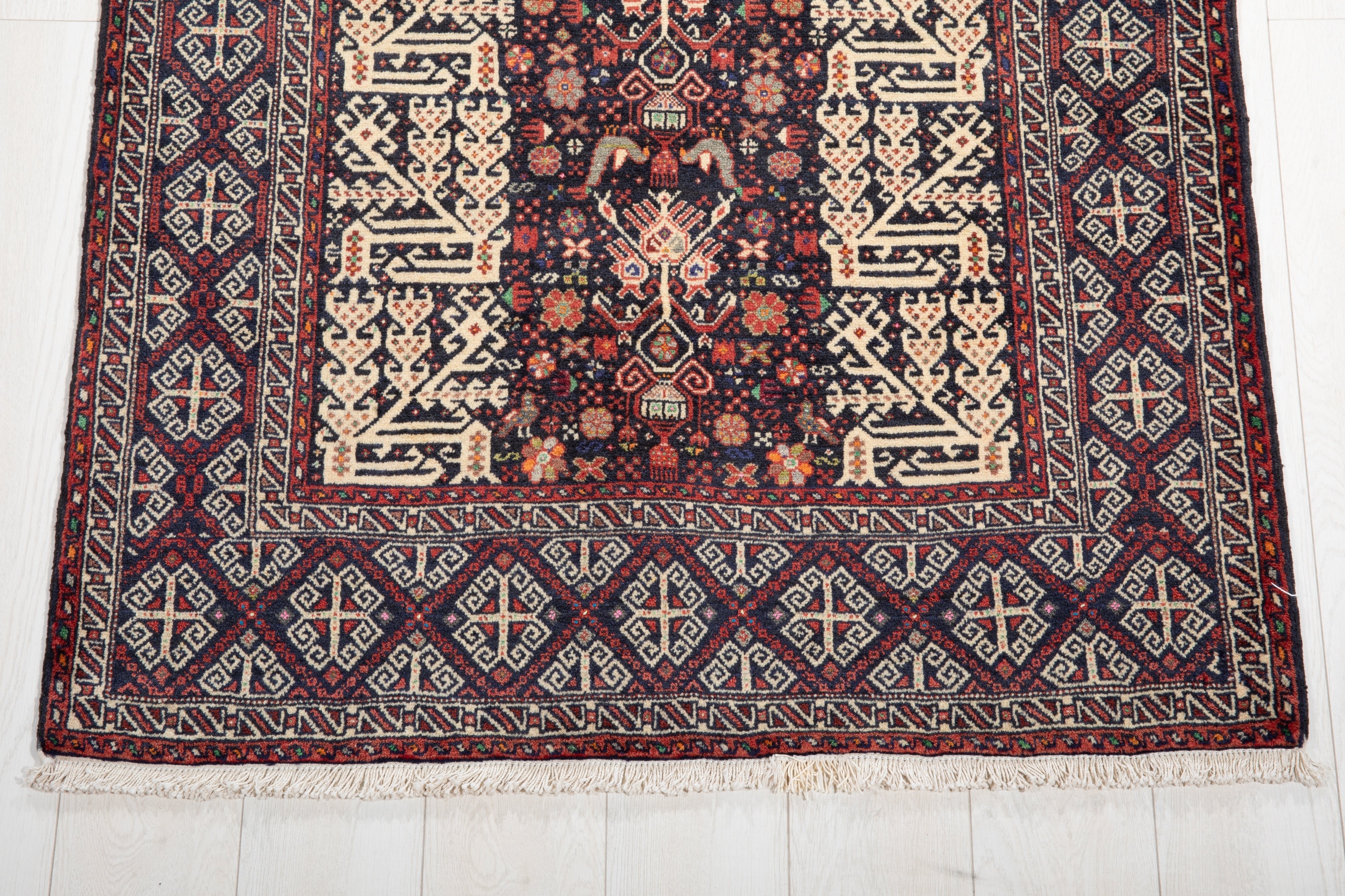 Hand-Knotted Vintage Wool Area Rug – 6' 4" x 3' 4" (194 x 102 cm) - Yasi & Fara