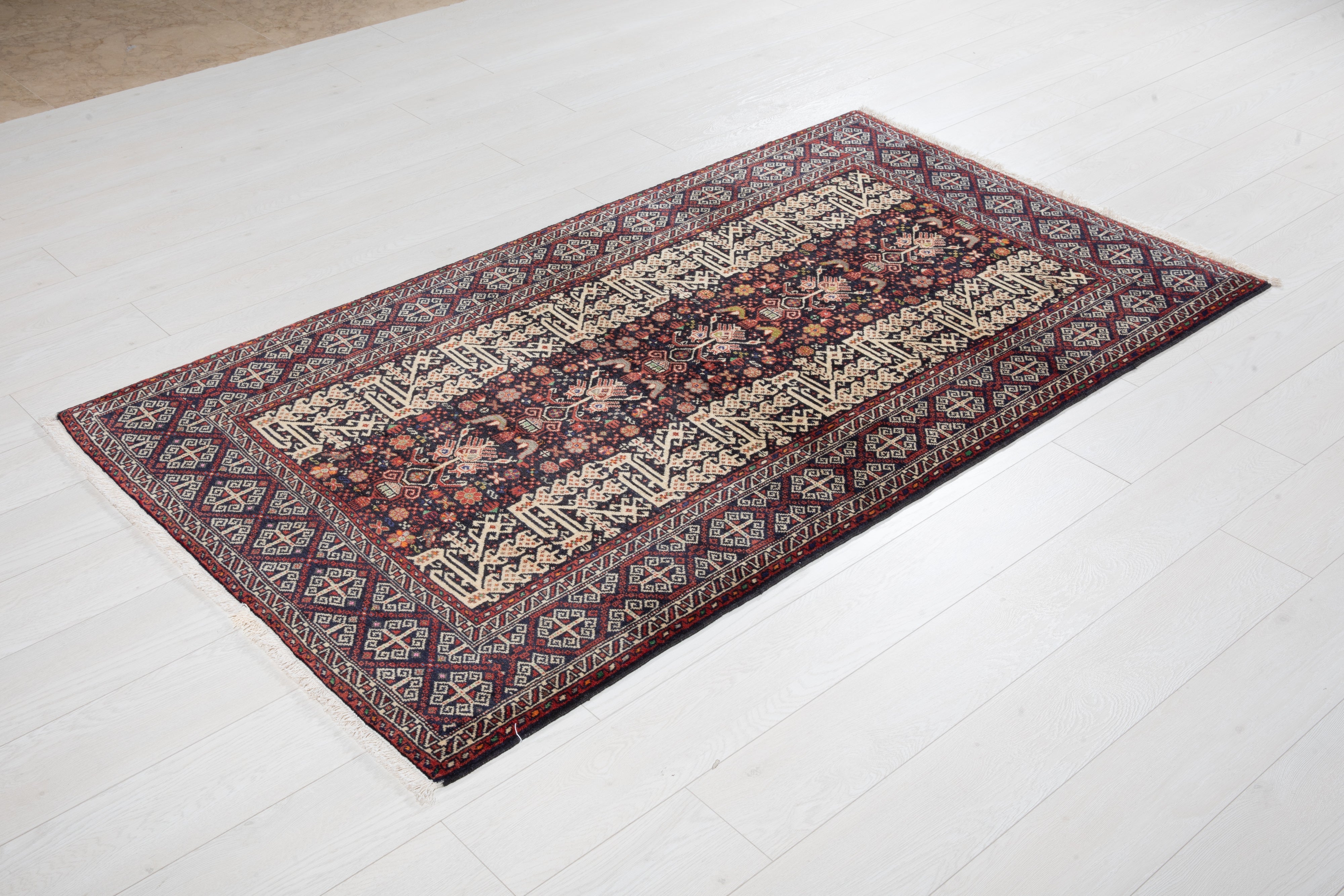 Hand-Knotted Vintage Wool Area Rug – 6' 4" x 3' 4" (194 x 102 cm) - Yasi & Fara