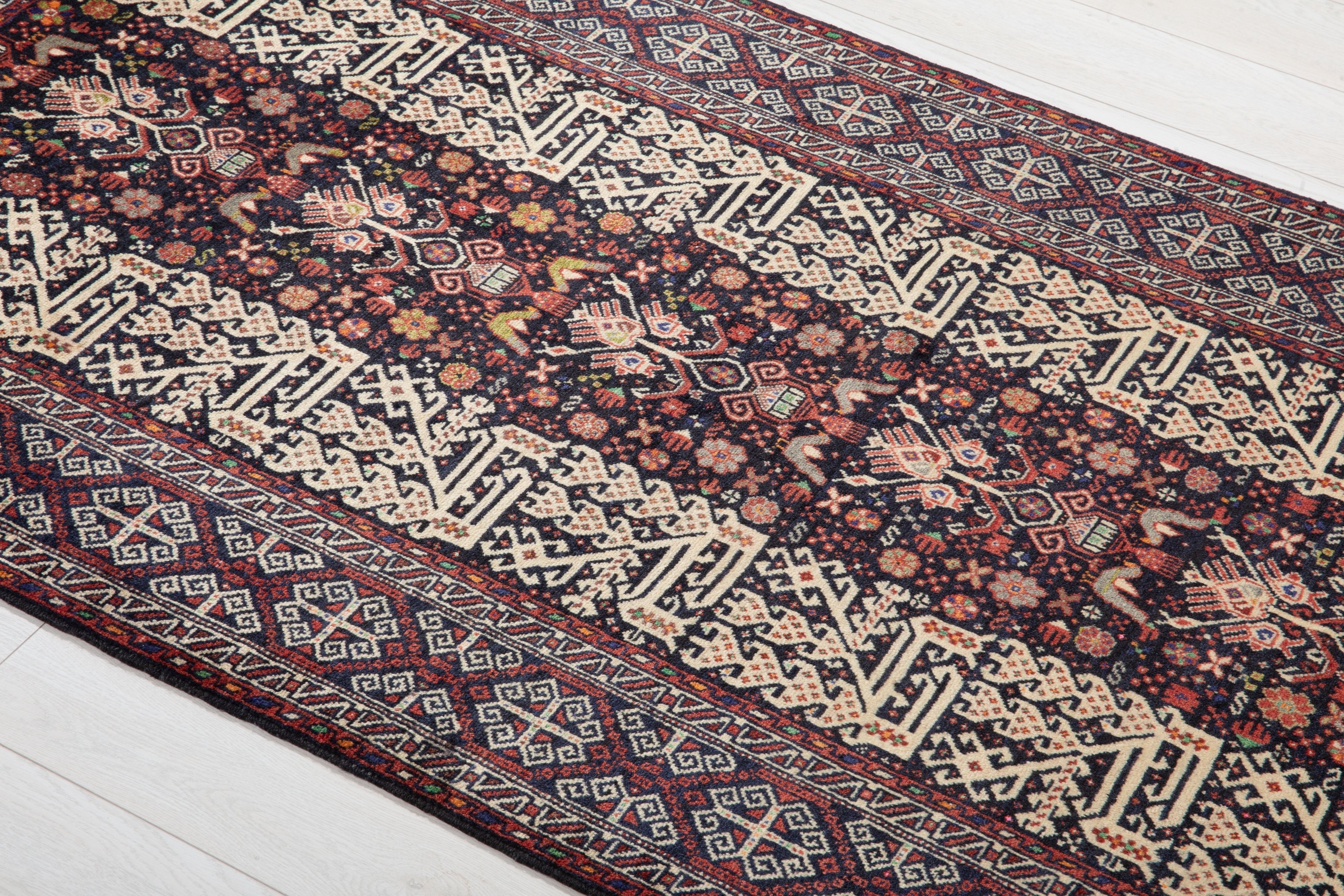 Hand-Knotted Vintage Wool Area Rug – 6' 4" x 3' 4" (194 x 102 cm) - Yasi & Fara