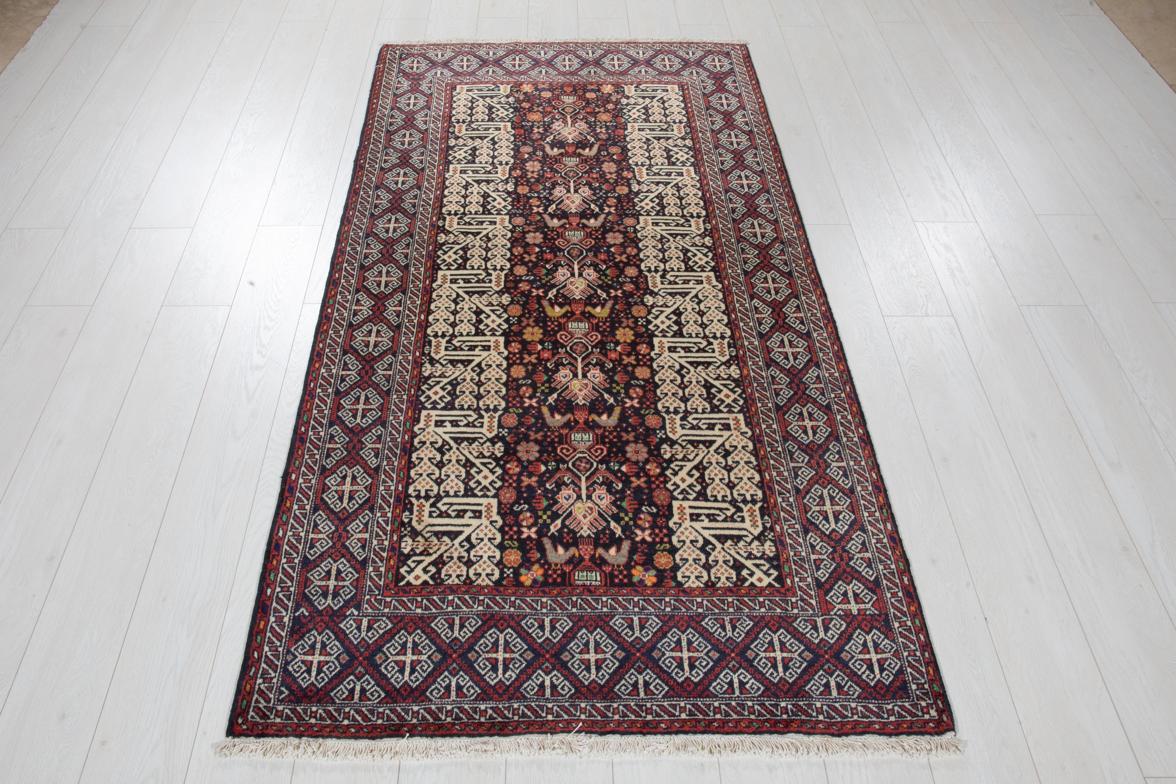 Hand-Knotted Vintage Wool Area Rug – 6' 4" x 3' 4" (194 x 102 cm) - Yasi & Fara