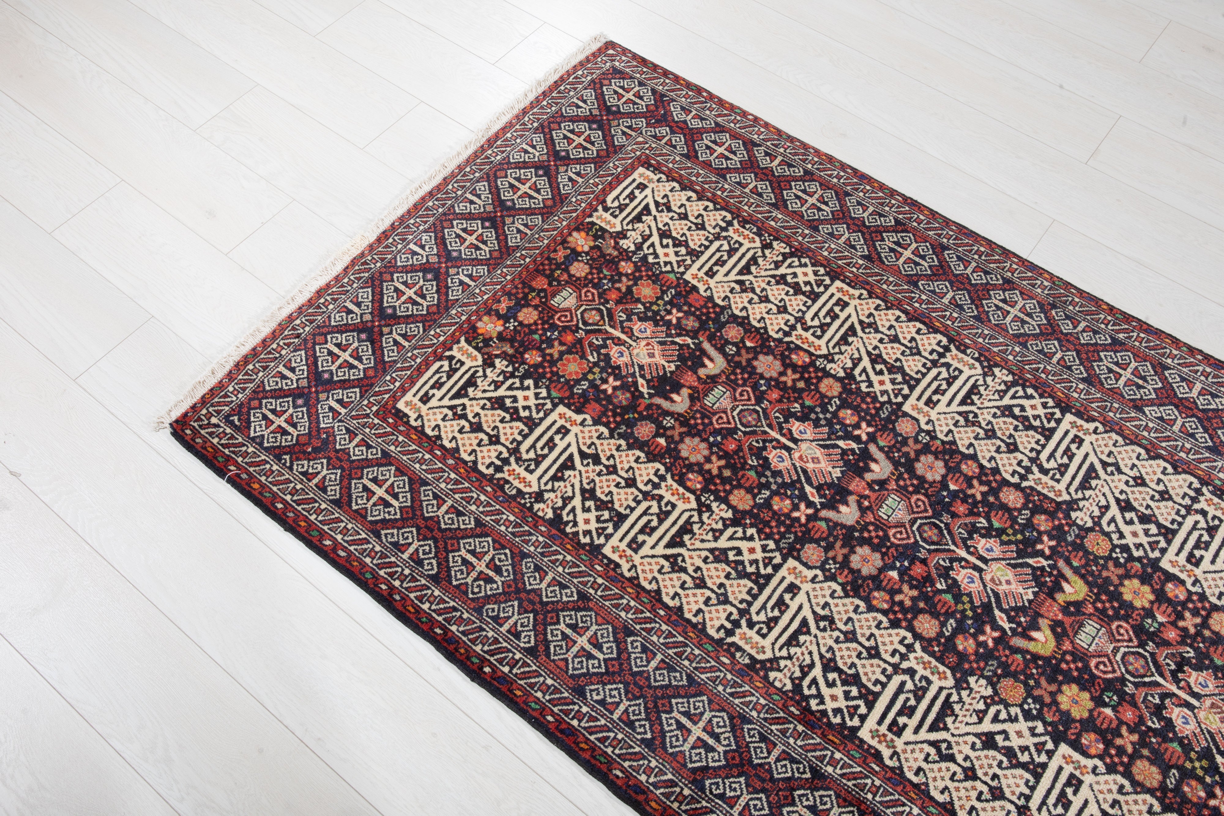 Hand-Knotted Vintage Wool Area Rug – 6' 4" x 3' 4" (194 x 102 cm) - Yasi & Fara