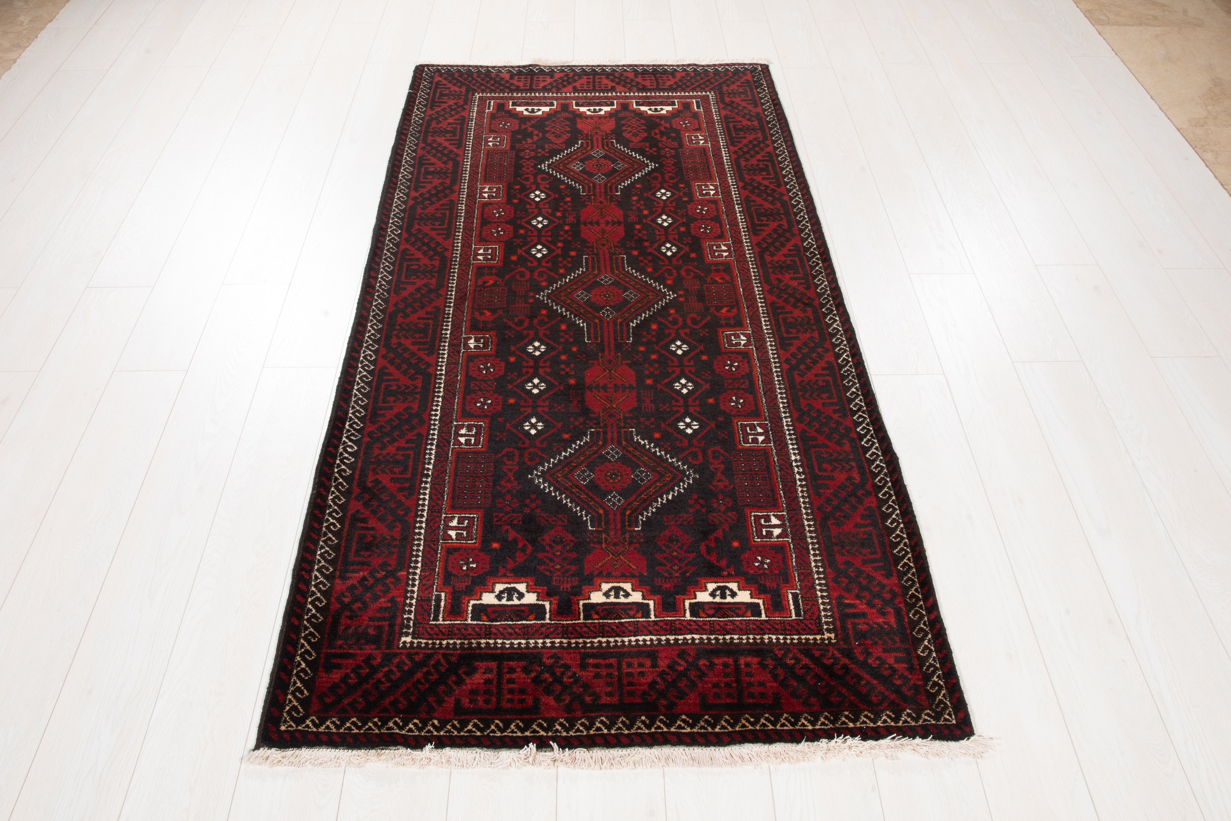 Hand-Knotted Vintage Wool Area Rug – 6' 4" x 3' 3" (193 x 100 cm) - Yasi & Fara