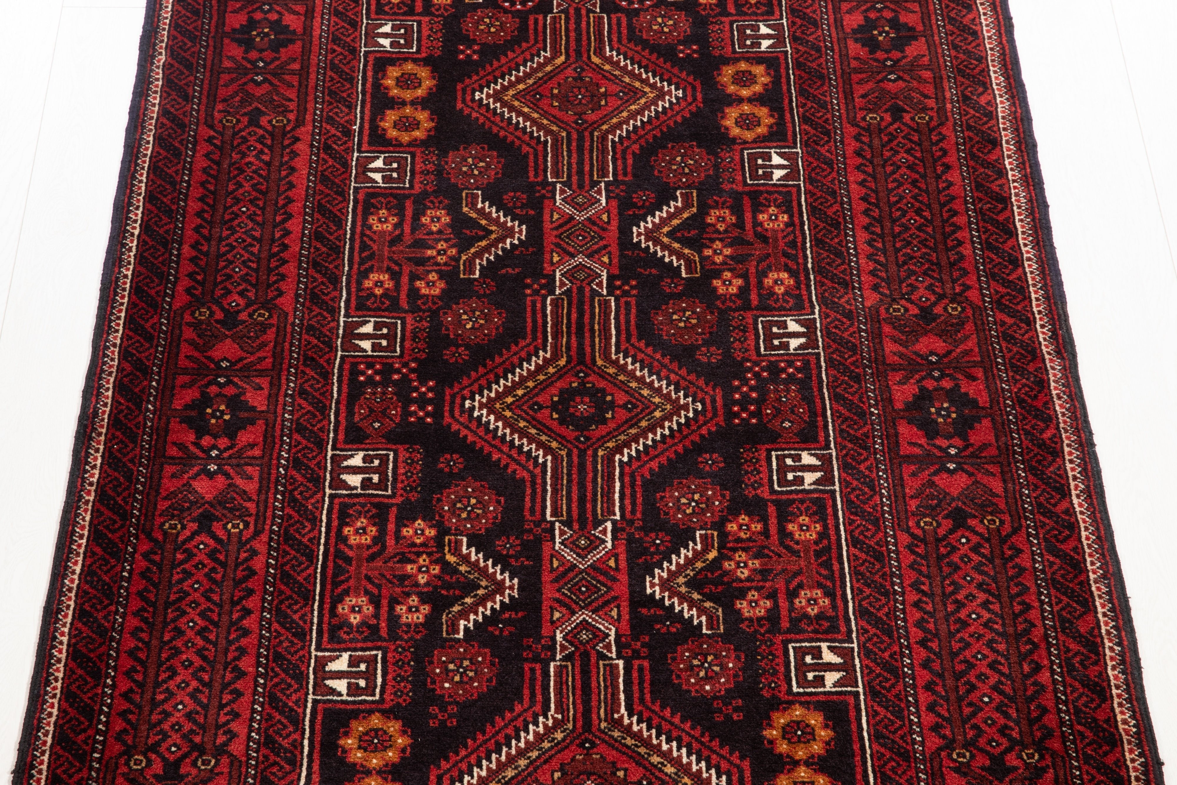 Hand-Knotted Vintage Wool Area Rug – 7' x 3' 6" (214 x 108 cm) - Yasi & Fara