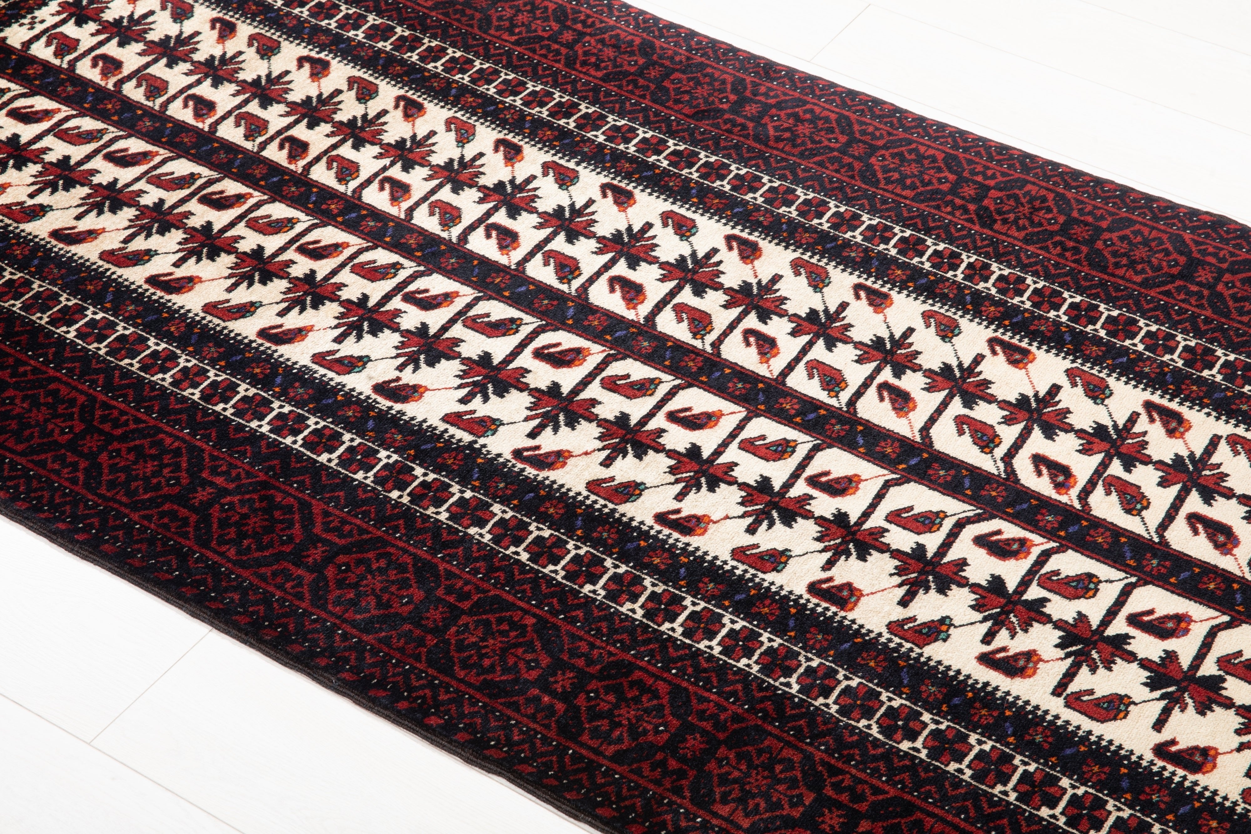 Hand-Knotted Vintage Wool Area Rug – 6' 8" x 3' 3" (204 x 100 cm) - Yasi & Fara