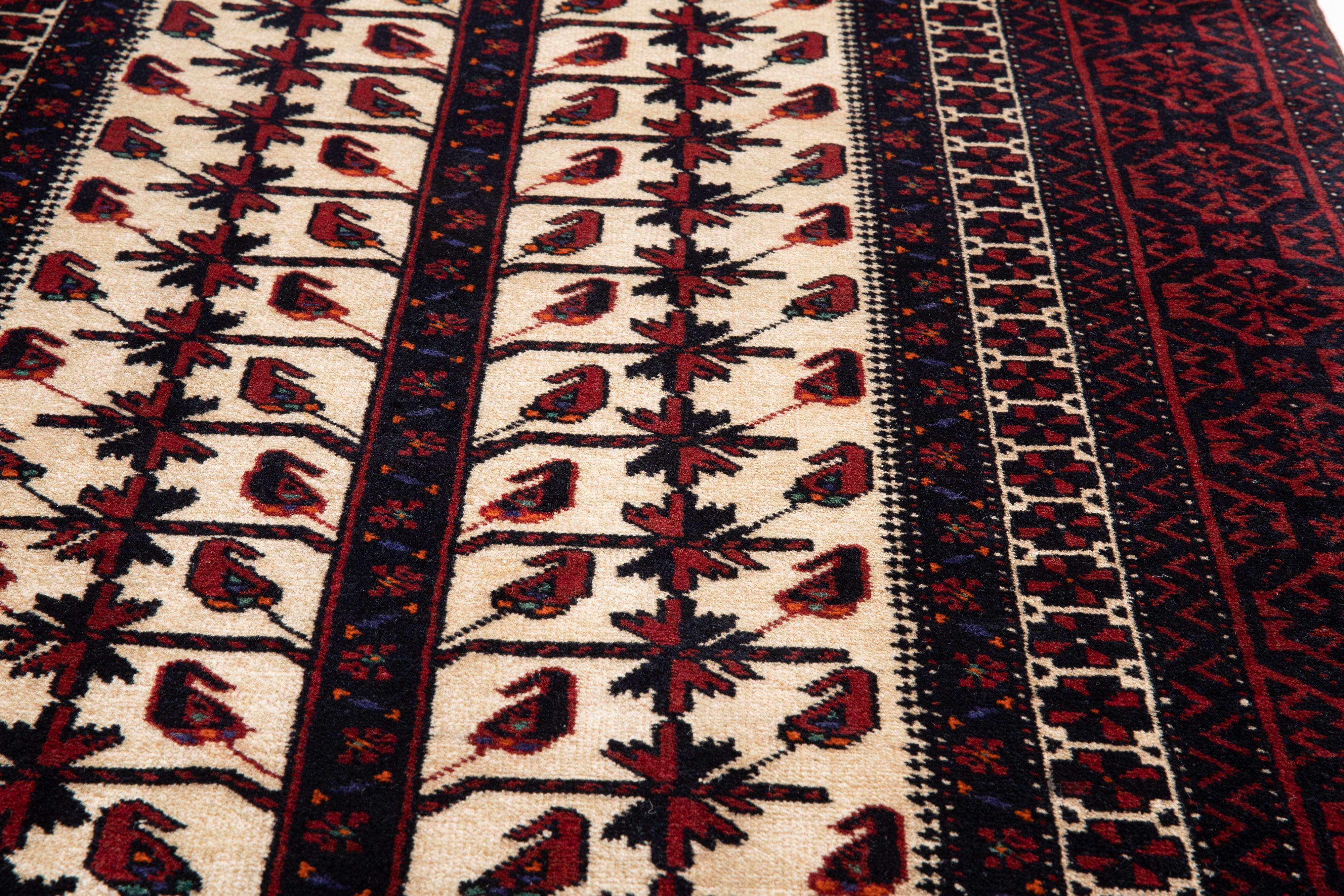 Hand-Knotted Vintage Wool Area Rug – 6' 8" x 3' 3" (204 x 100 cm) - Yasi & Fara