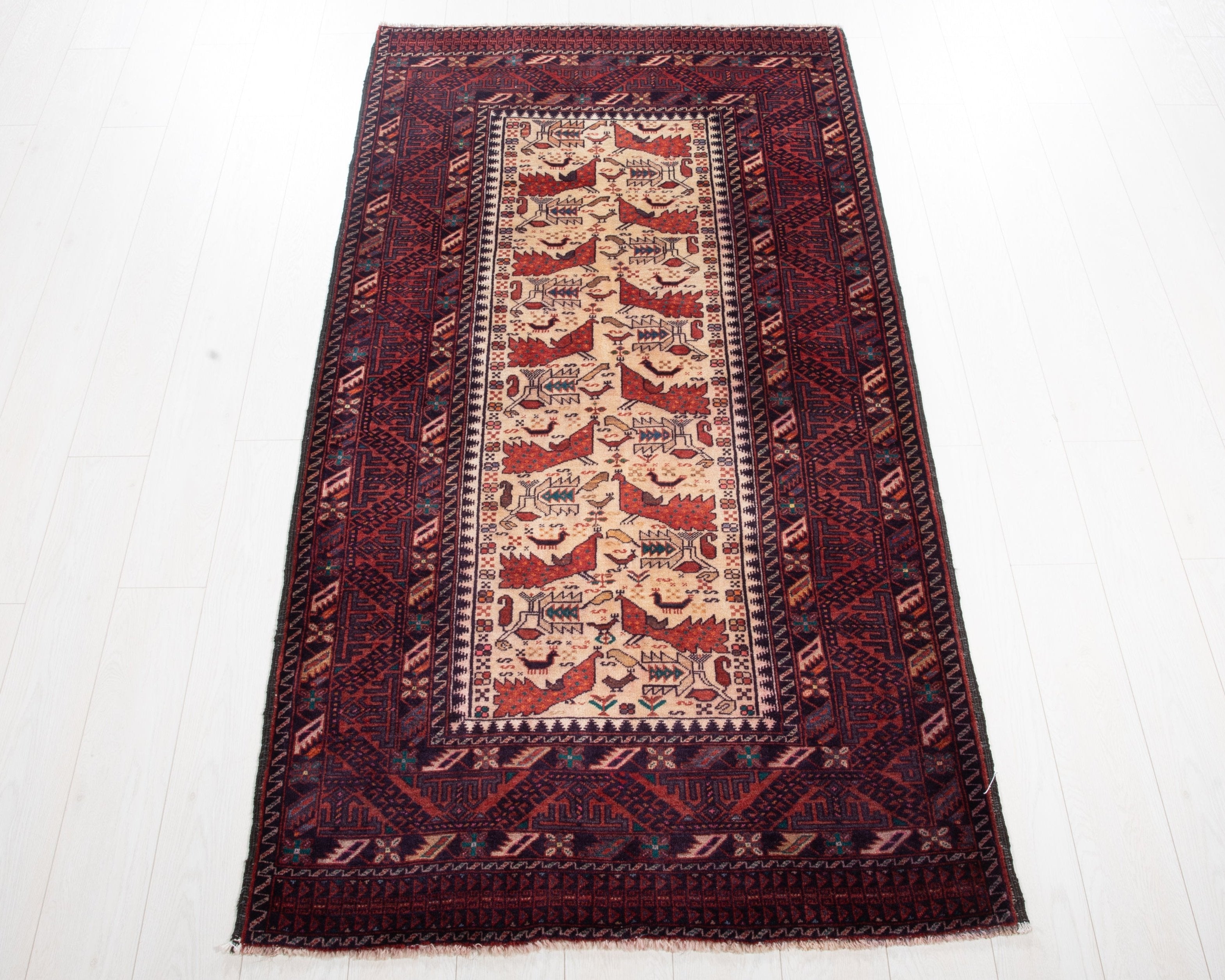 Hand-Knotted Vintage Wool Area Rug – 6' 10" x 3' 7" (209 x 109 cm) - Yasi & Fara