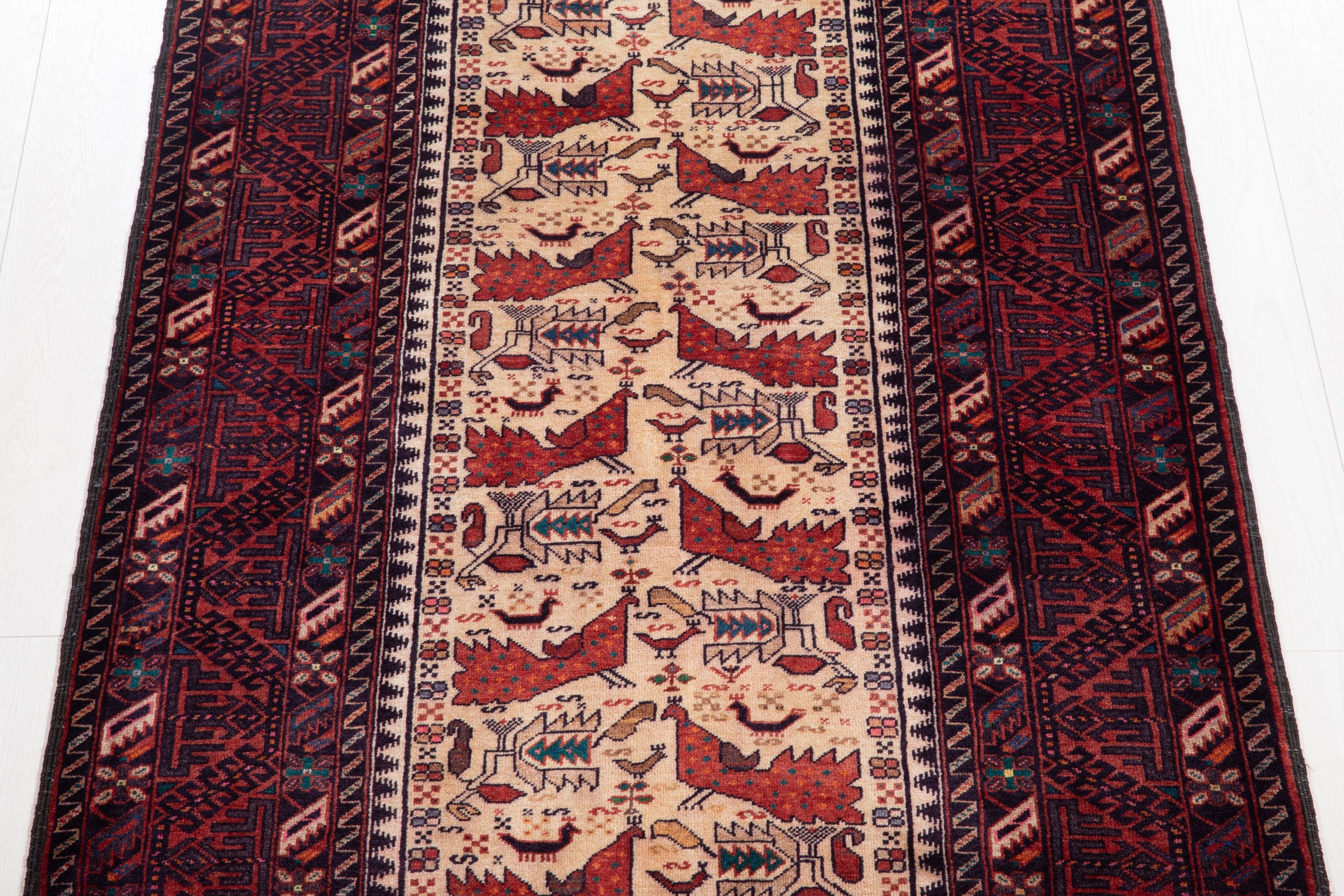 Hand-Knotted Vintage Wool Area Rug – 6' 10" x 3' 7" (209 x 109 cm) - Yasi & Fara