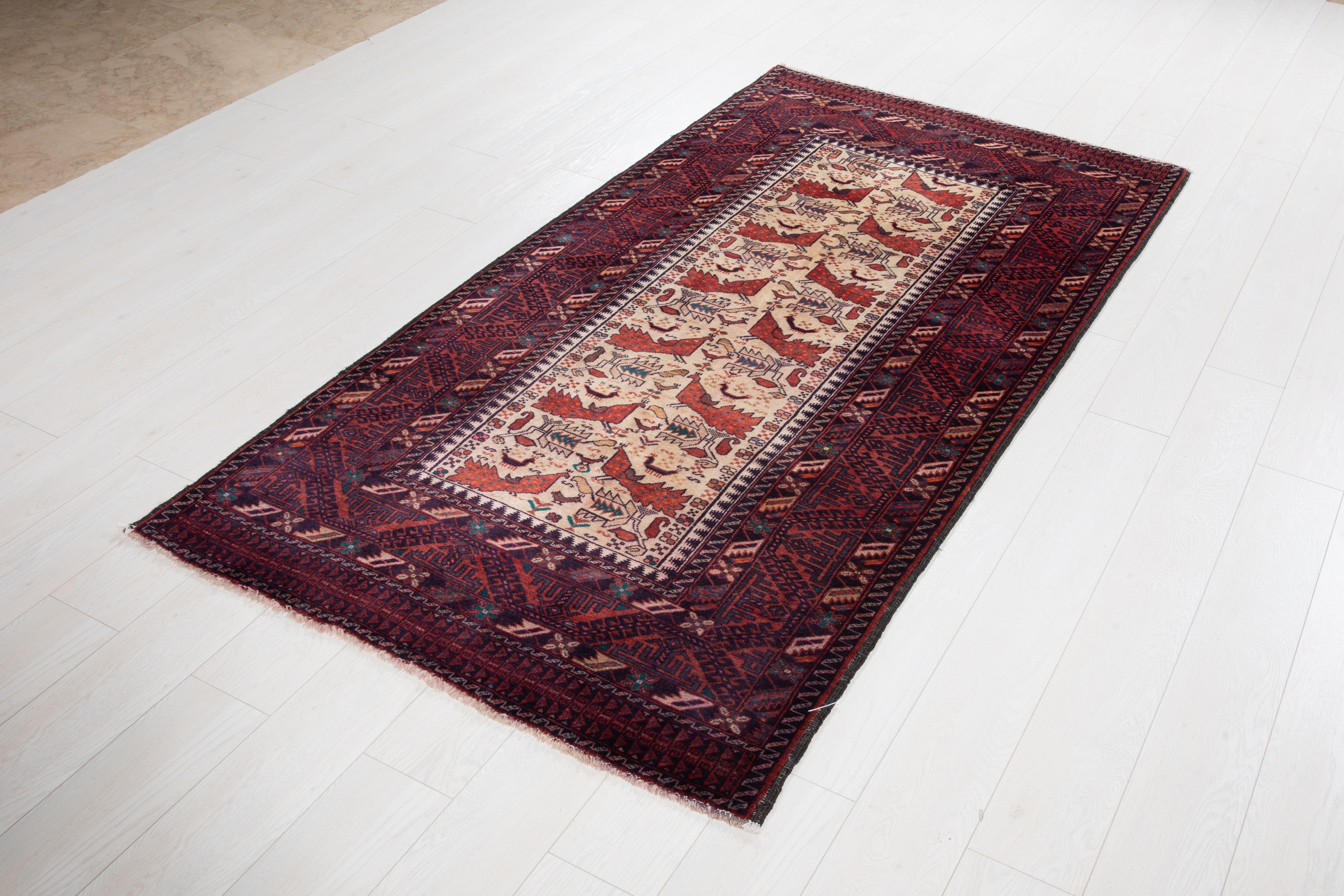 Hand-Knotted Vintage Wool Area Rug – 6' 10" x 3' 7" (209 x 109 cm) - Yasi & Fara
