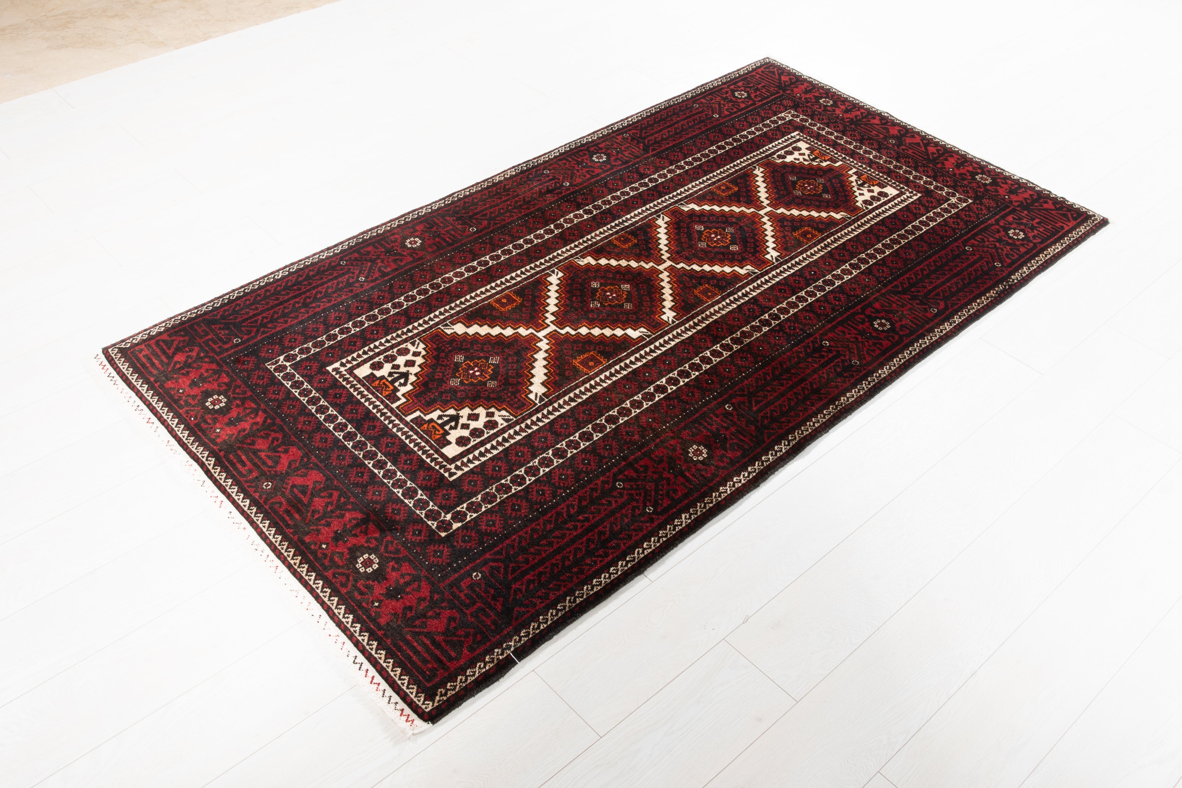 Hand-Knotted Vintage Wool Area Rug – 6' 8" x 3' 6" (203 x 106 cm) - Yasi & Fara