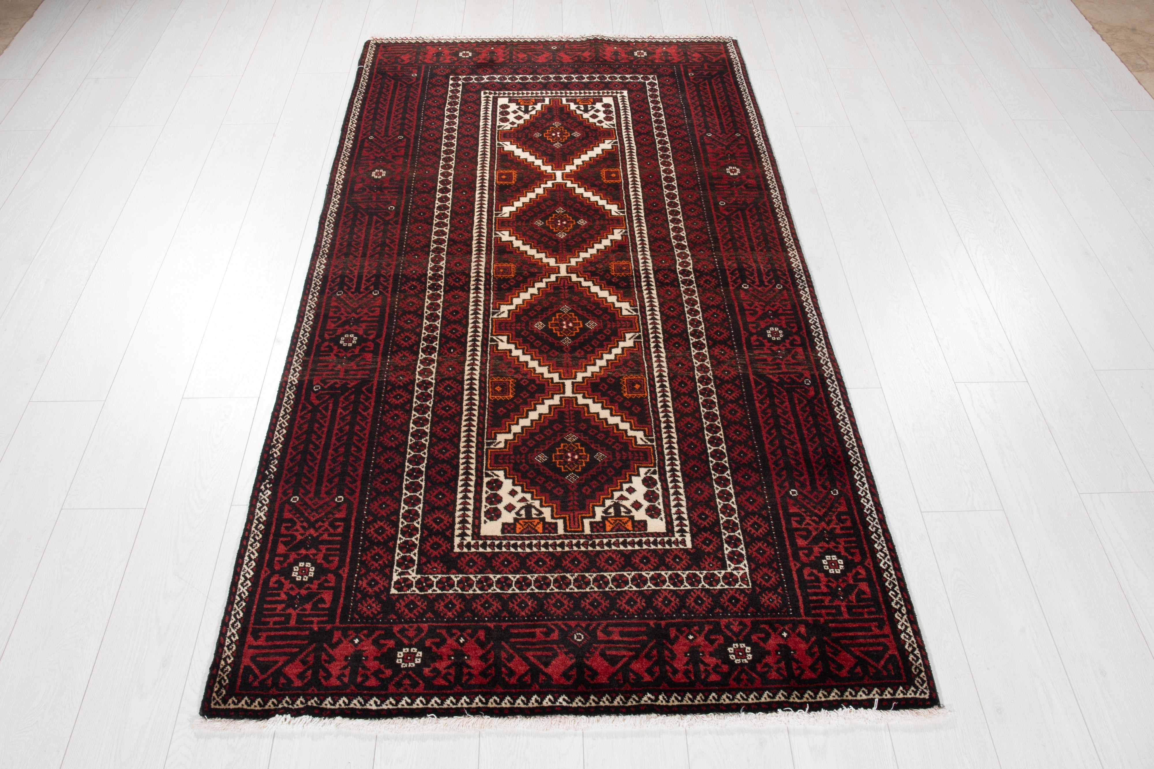 Hand-Knotted Vintage Wool Area Rug – 6' 8" x 3' 6" (203 x 106 cm) - Yasi & Fara