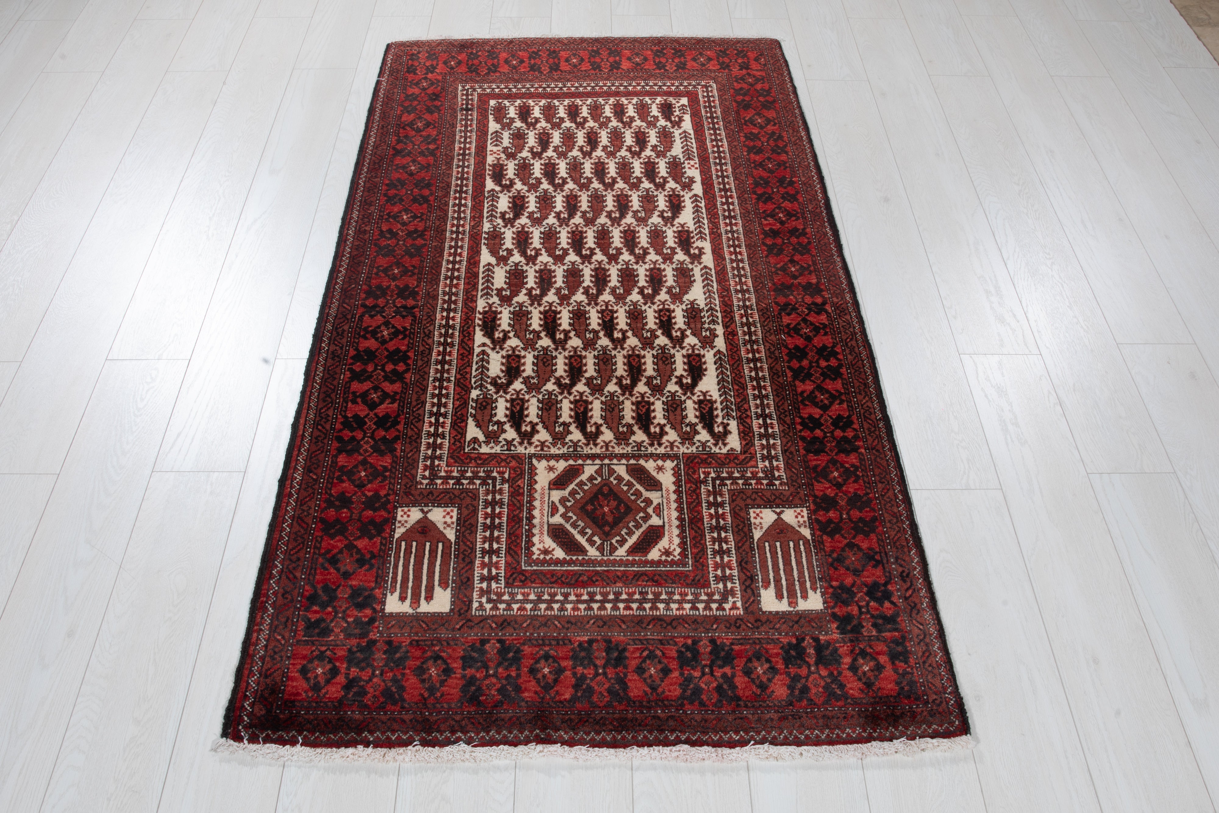 Hand-Knotted Vintage Prayer Wool Area Rug – 6' x 3' 1" (182 x 95 cm) - Yasi & Fara