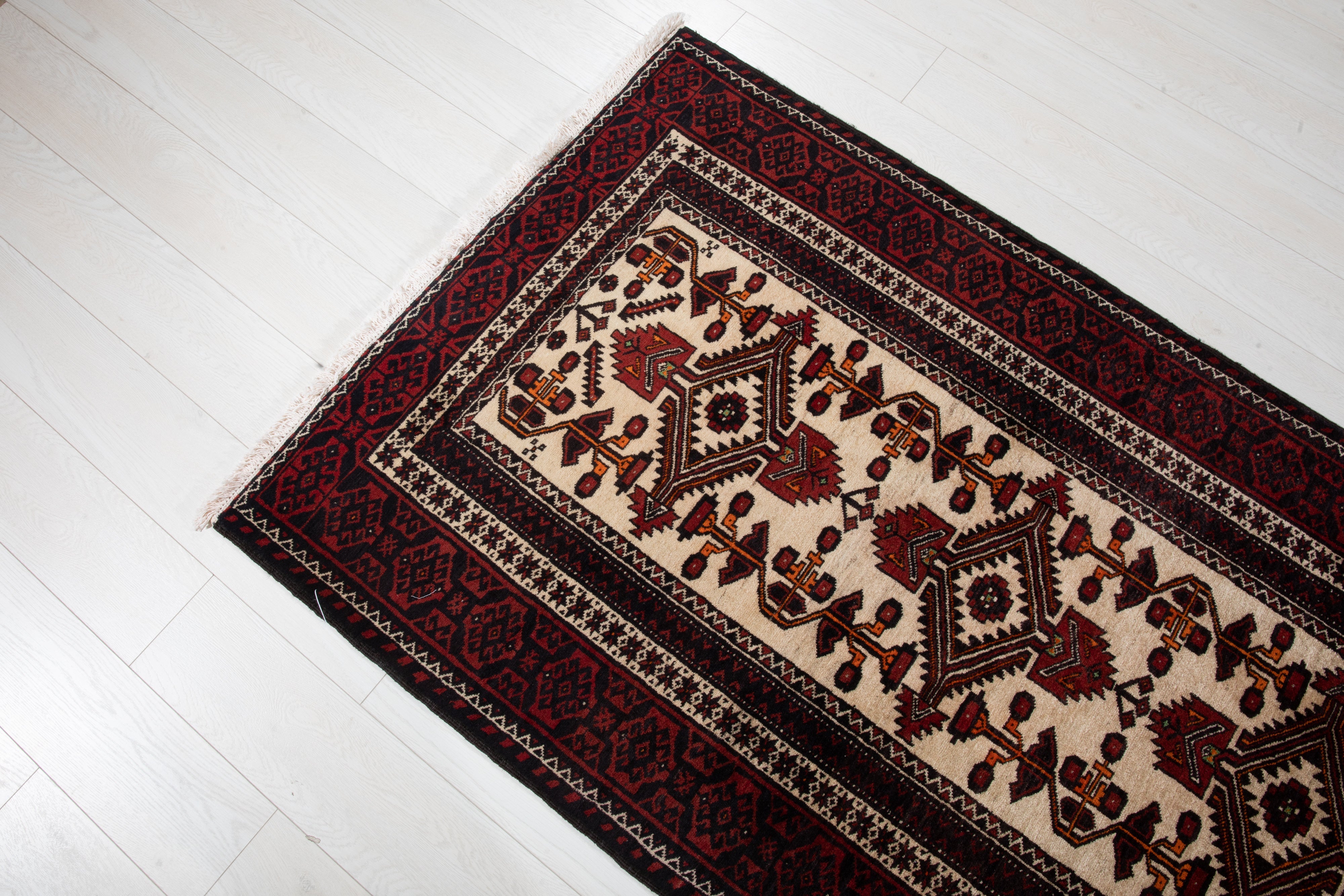 Hand-Knotted Vintage Wool Area Rug – 6' 7" x 3' 4" (201 x 103 cm) - Yasi & Fara