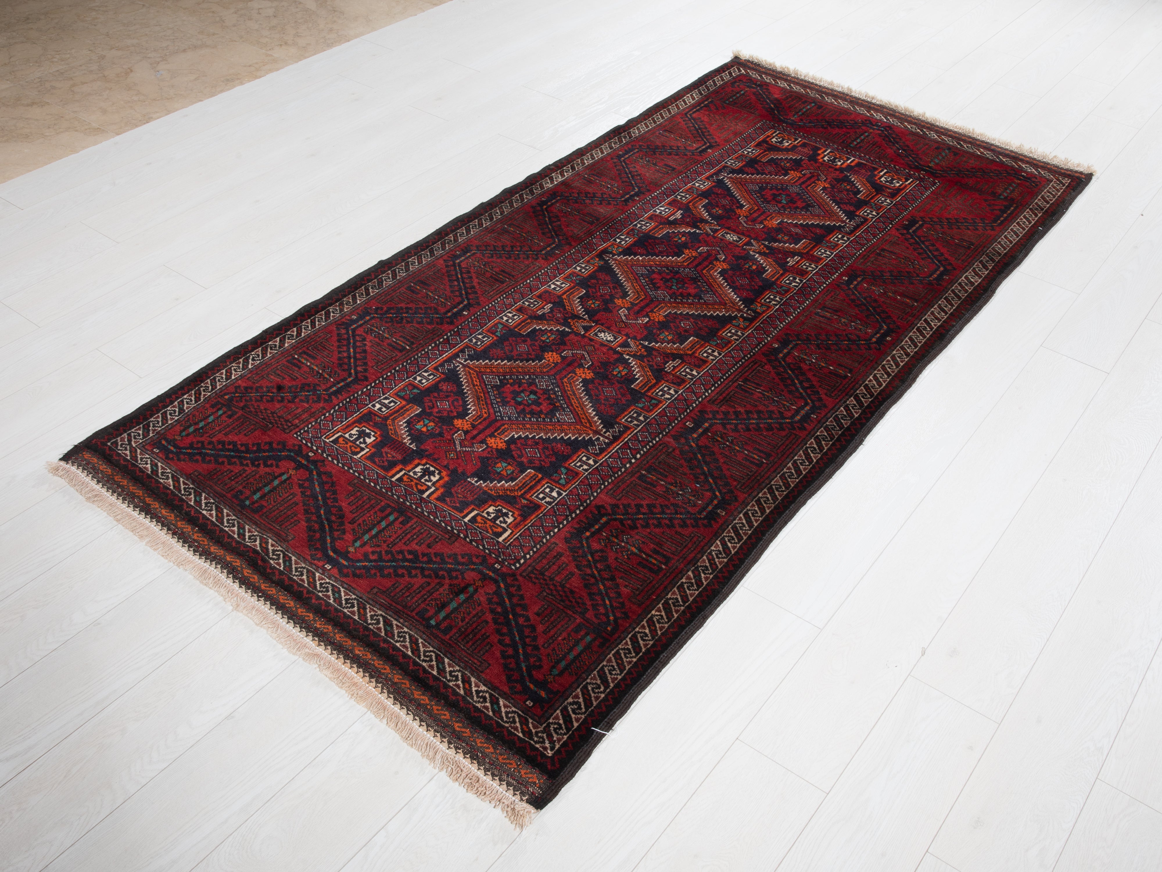 Hand-Knotted Vintage Wool Area Rug – 7' 3" x 3' 7" (220 x 109 cm) - Yasi & Fara