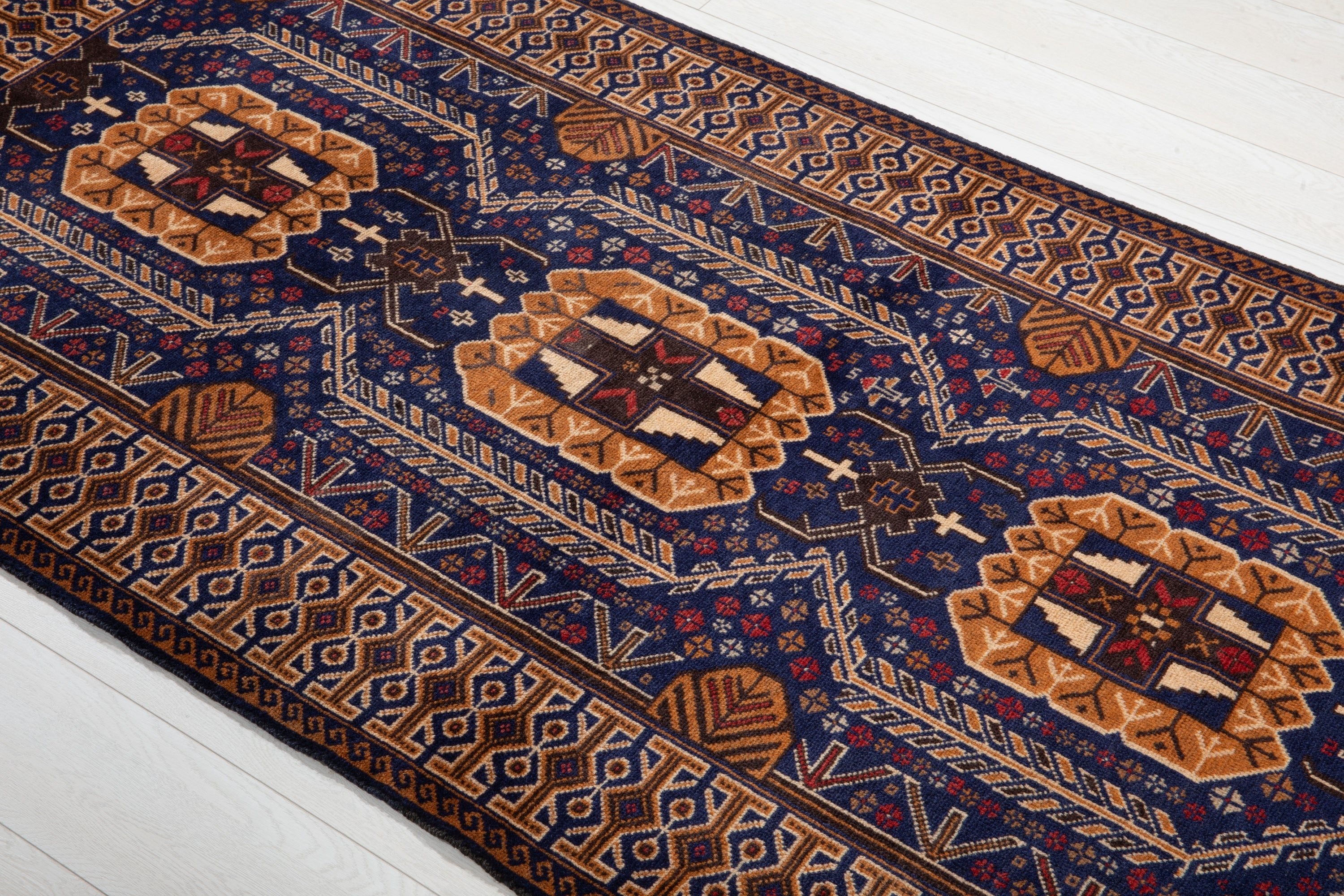 Hand-Knotted Vintage Wool Area Rug – 6' 10" x 3' 6" (209 x 108 cm) - Yasi & Fara