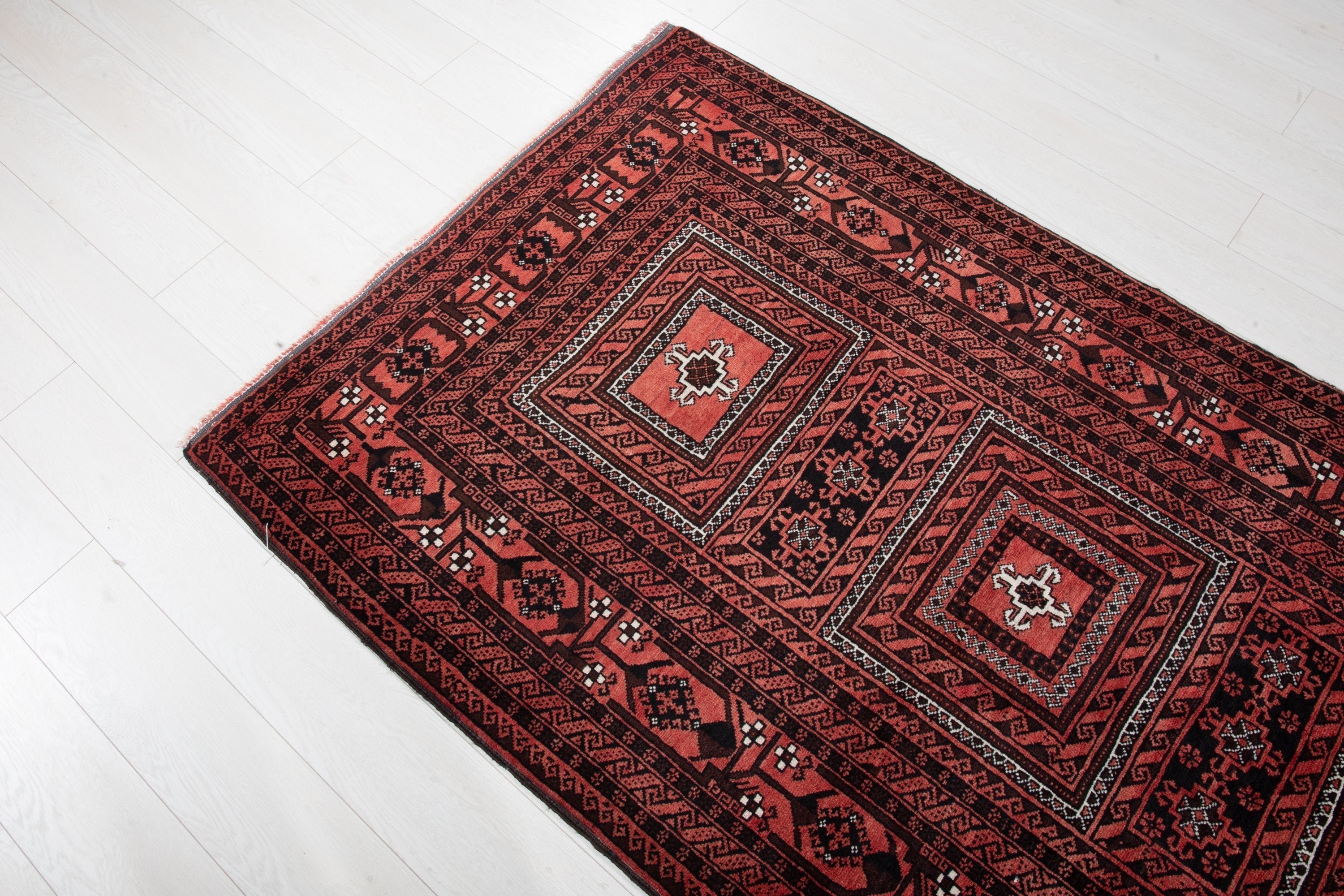 Hand-Knotted Vintage Wool Area Rug – 6' 7" x 3' 9" (201 x 114 cm) - Yasi & Fara