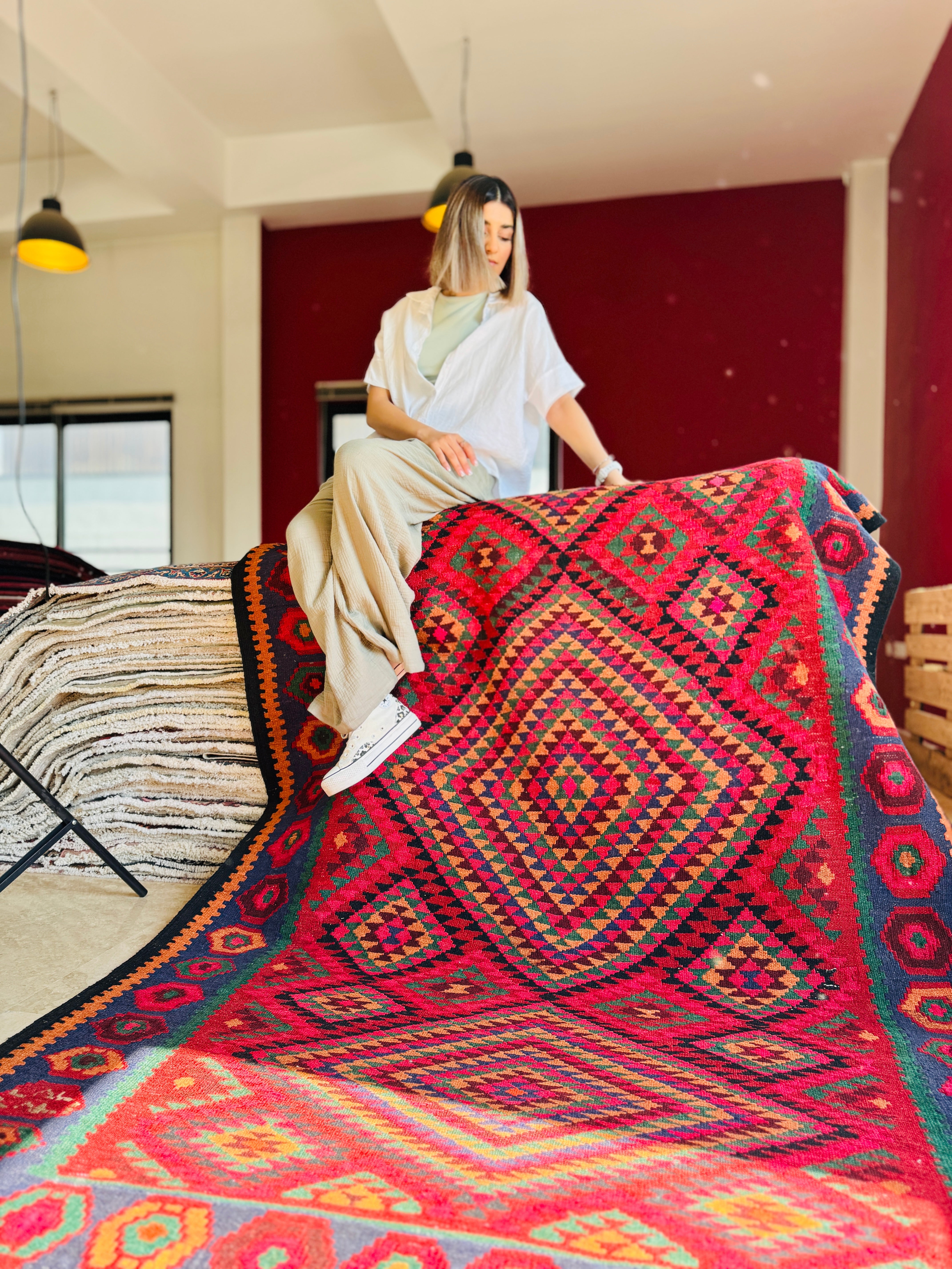 Nomadic vintage kilim rug
