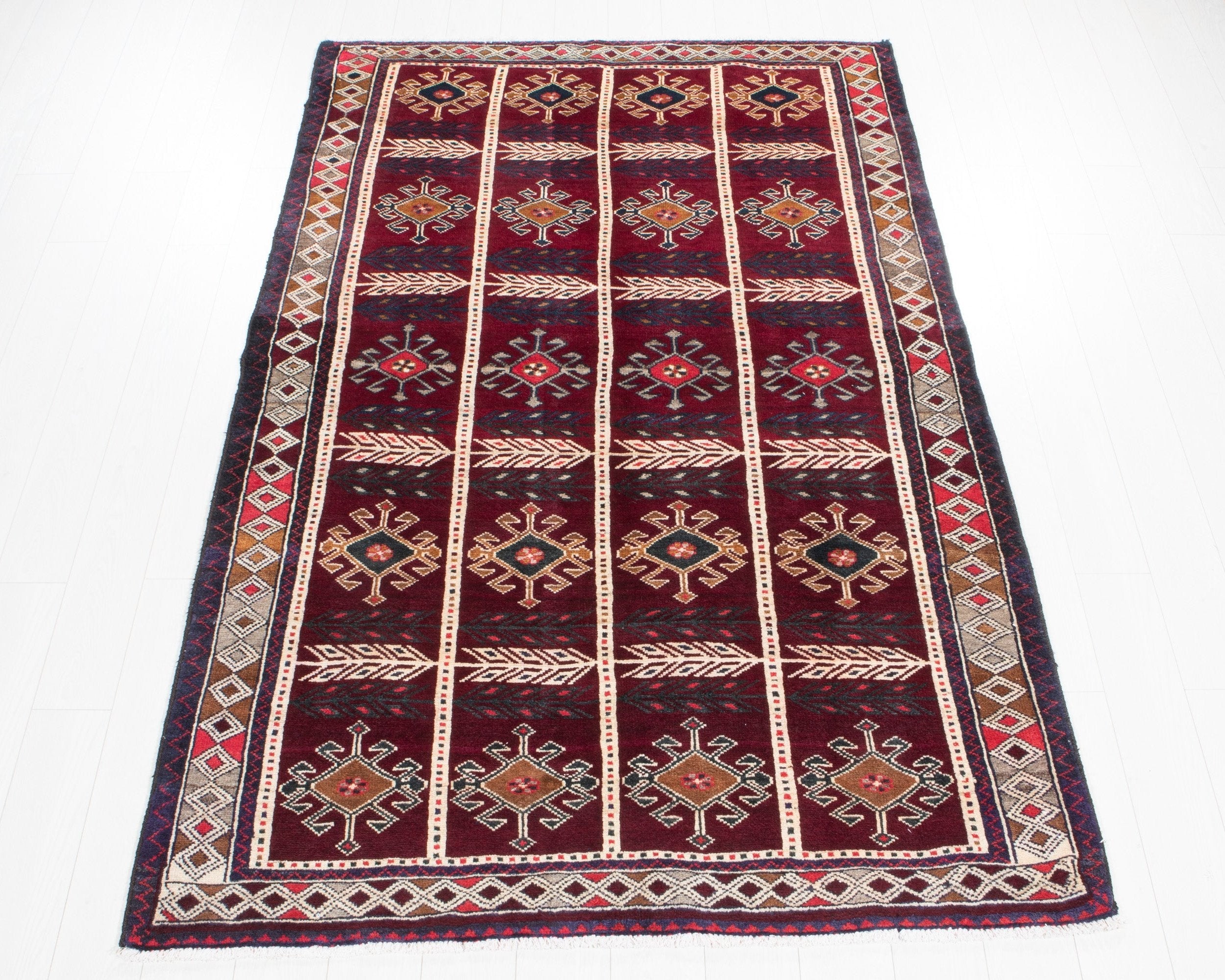 Hand-Knotted Vintage Wool Area Rug – 7' 11" x 5' 1" (241 x 155 cm) - Yasi & Fara