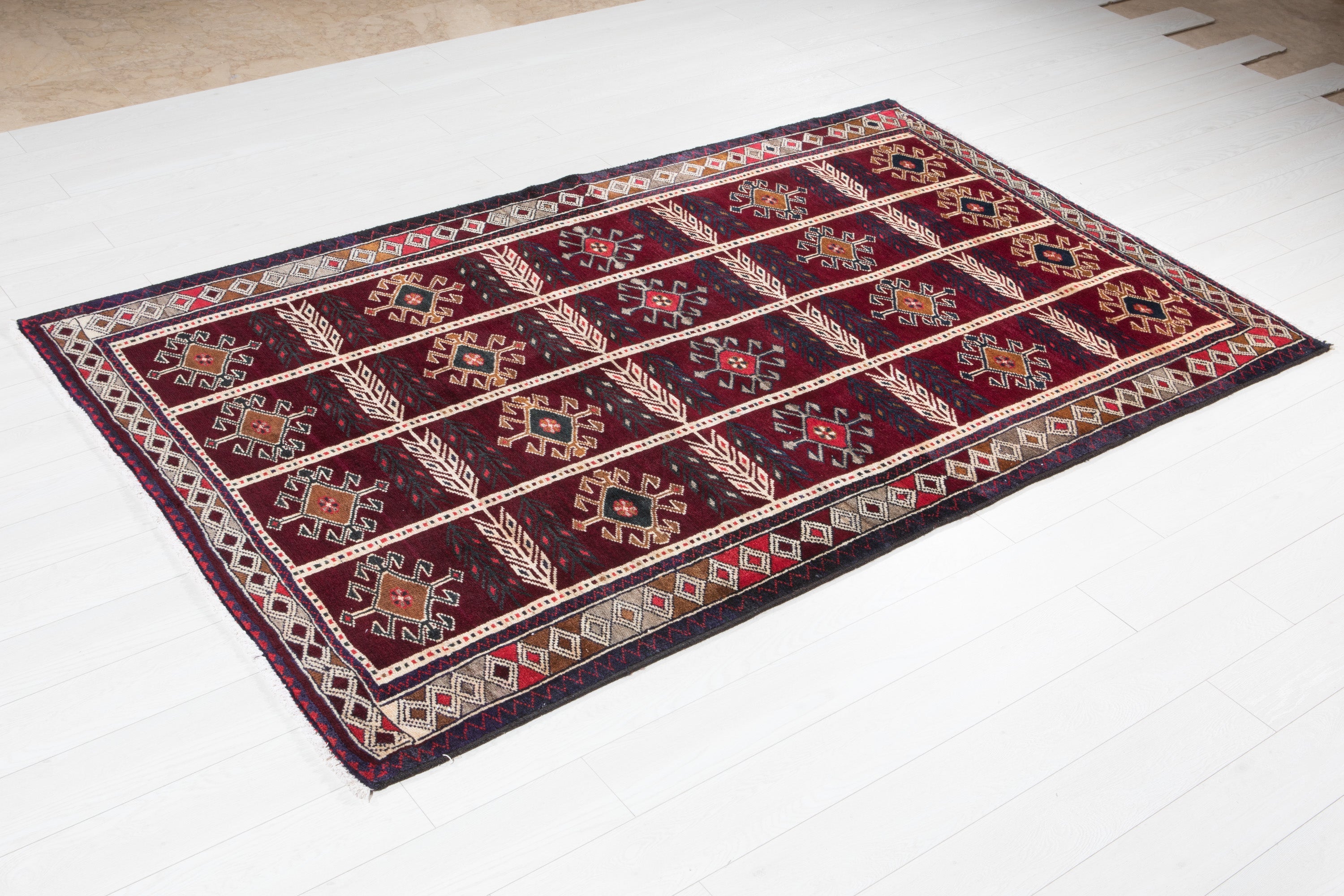 Hand-Knotted Vintage Wool Area Rug – 7' 11" x 5' 1" (241 x 155 cm) - Yasi & Fara