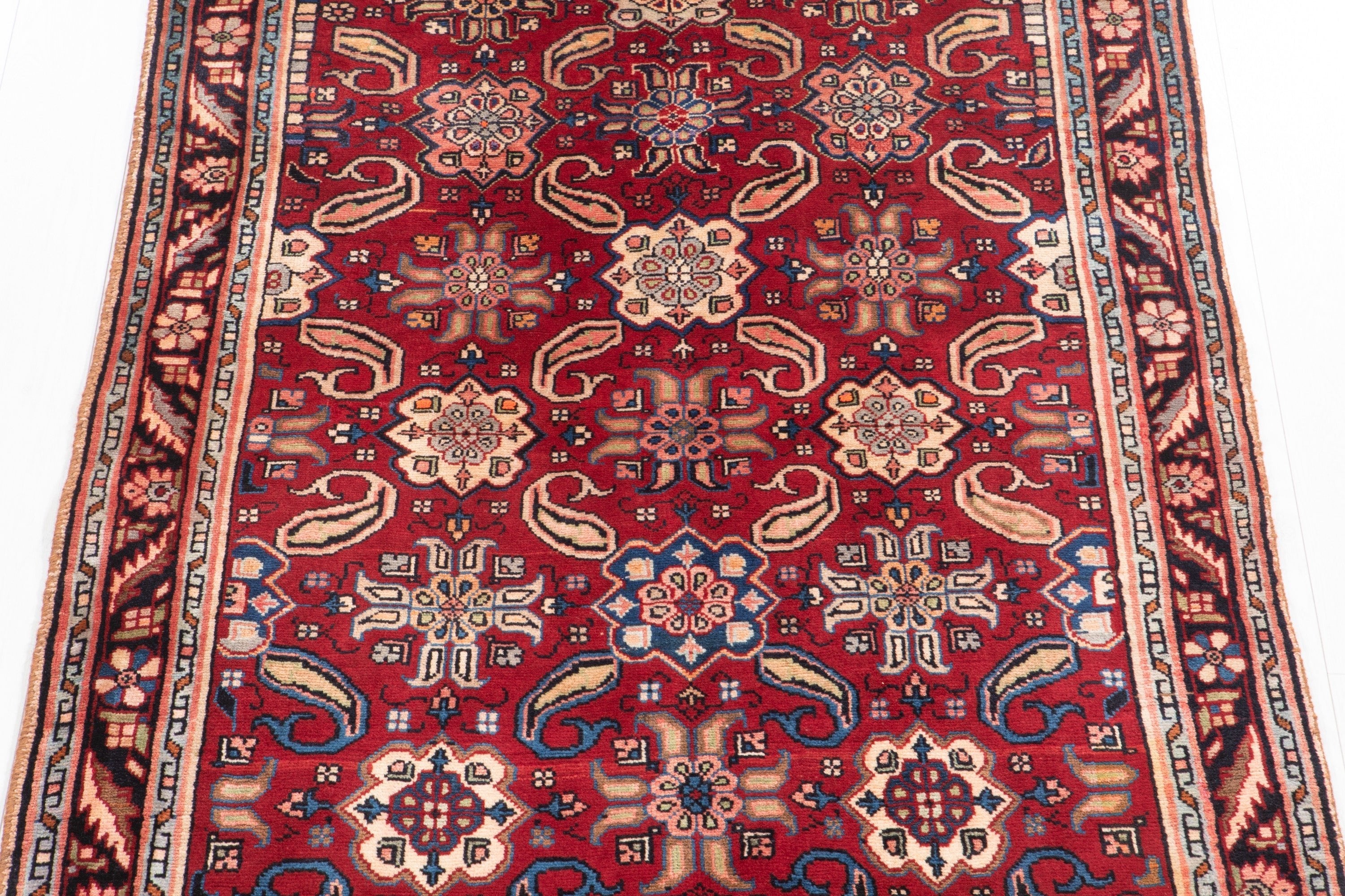Hand-Knotted Vintage Wool Area Rug – 7' 10" x 3' 9" (238 x 114 cm) - Yasi & Fara