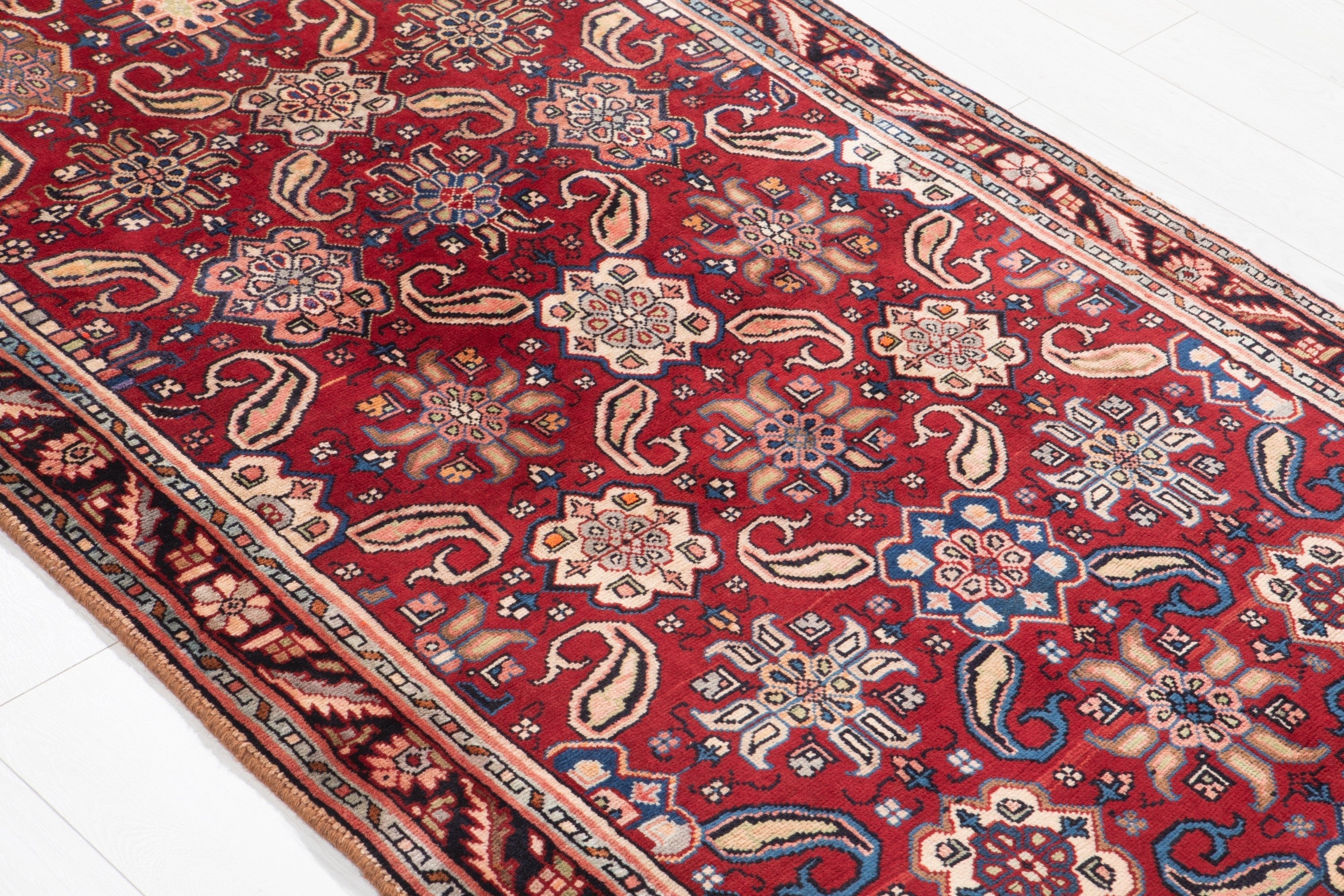 Hand-Knotted Vintage Wool Area Rug – 7' 10" x 3' 9" (238 x 114 cm) - Yasi & Fara