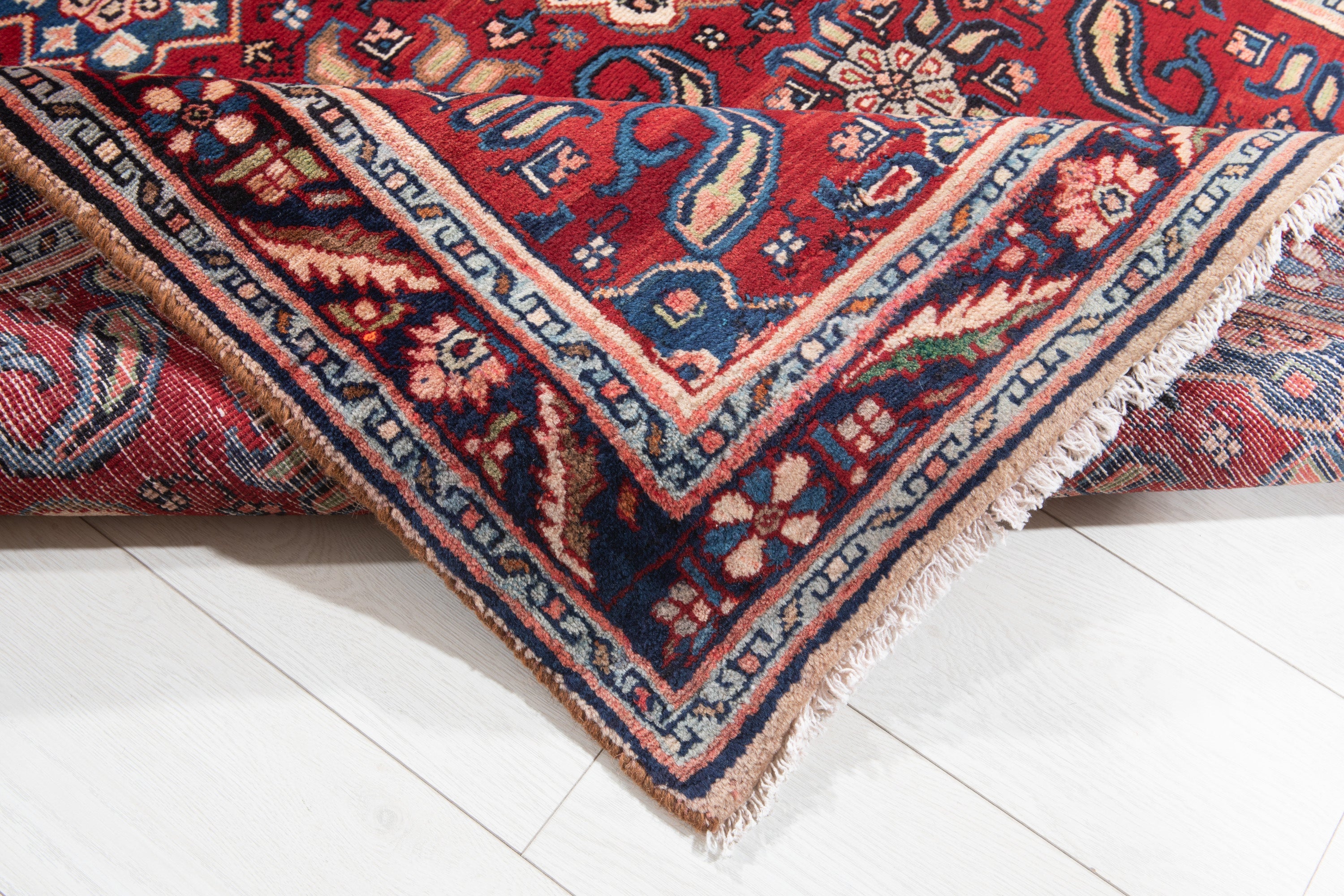 Hand-Knotted Vintage Wool Area Rug – 7' 10" x 3' 9" (238 x 114 cm) - Yasi & Fara