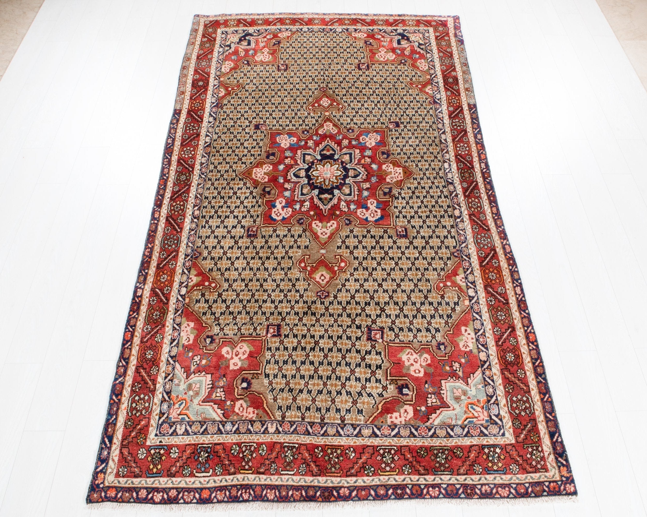 Hand-Knotted Vintage Wool Area Rug – 9' 9" x 5' (297 x 152 cm) - Yasi & Fara