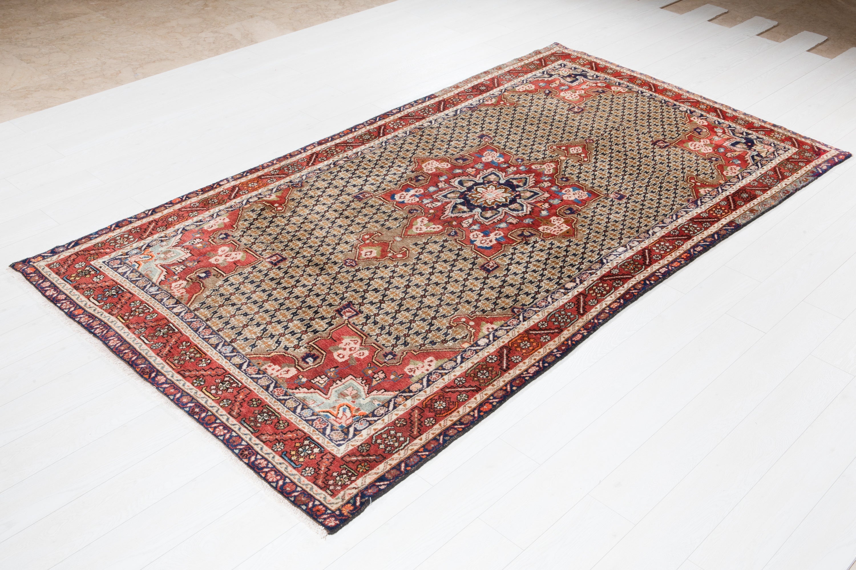 Hand-Knotted Vintage Wool Area Rug – 9' 9" x 5' (297 x 152 cm) - Yasi & Fara