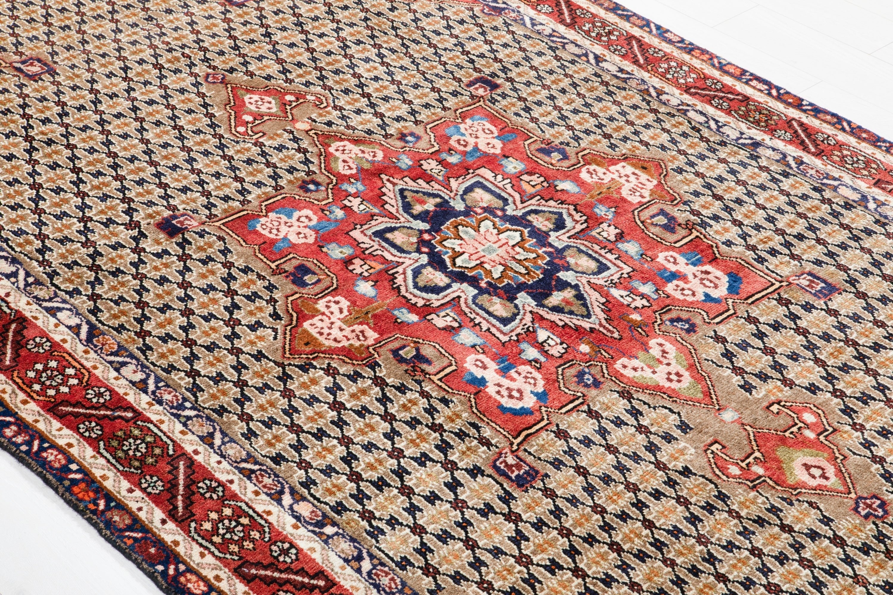 Hand-Knotted Vintage Wool Area Rug – 9' 9" x 5' (297 x 152 cm) - Yasi & Fara