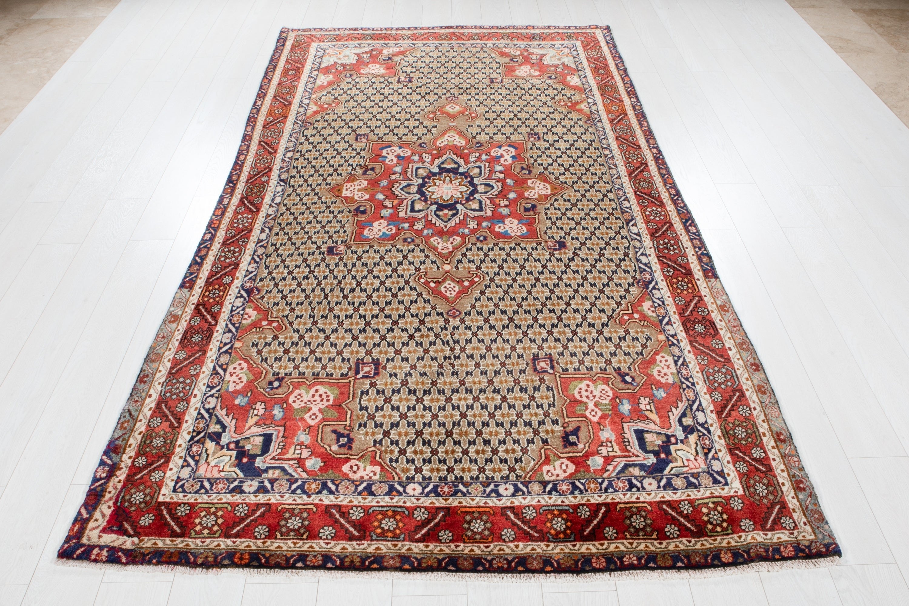 Hand-Knotted Vintage Wool Area Rug – 9' 9" x 5' (297 x 152 cm) - Yasi & Fara