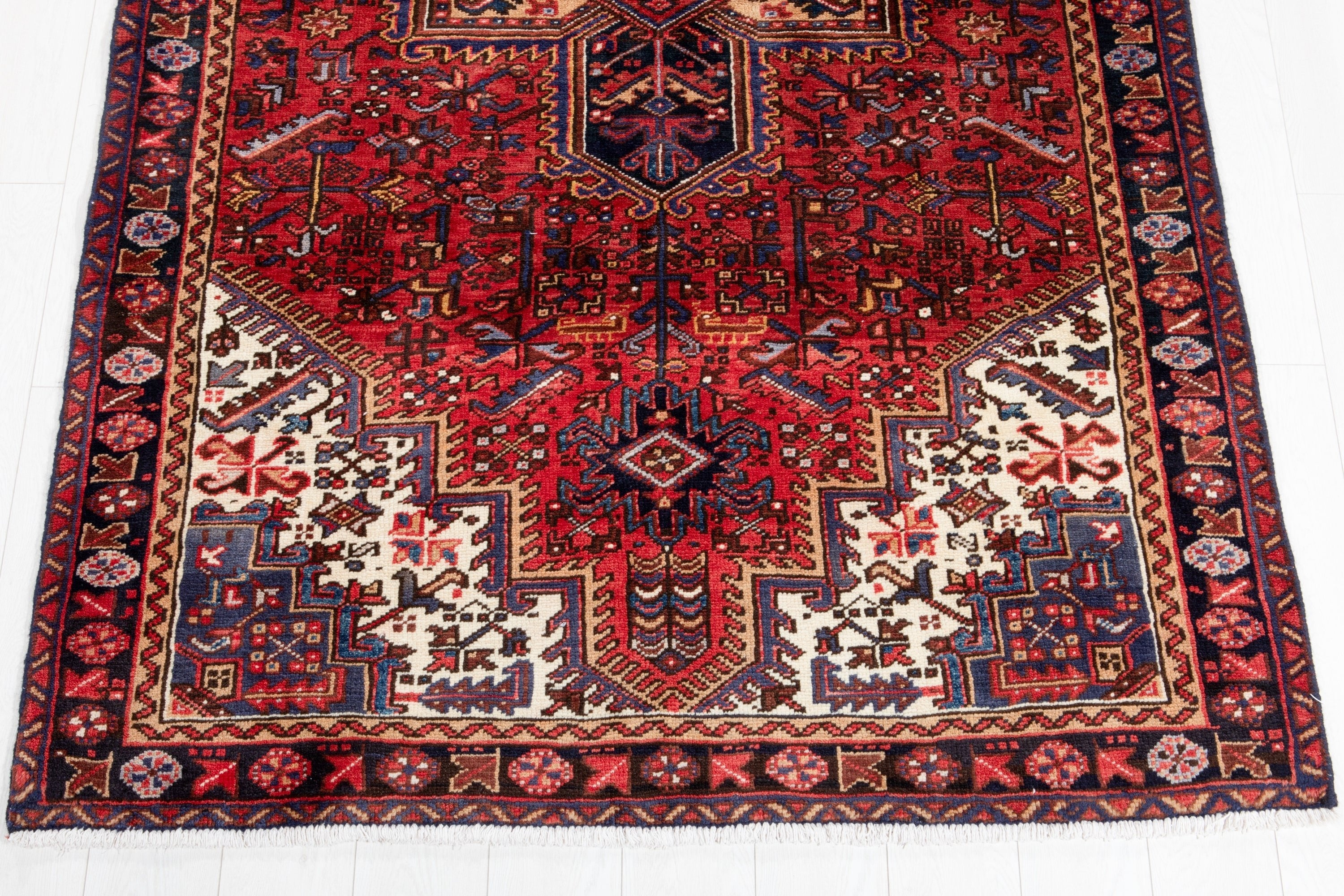 Hand-Knotted Vintage Wool Area Rug – 9' 3" x 4' 9" (281 x 145 cm) - Yasi & Fara