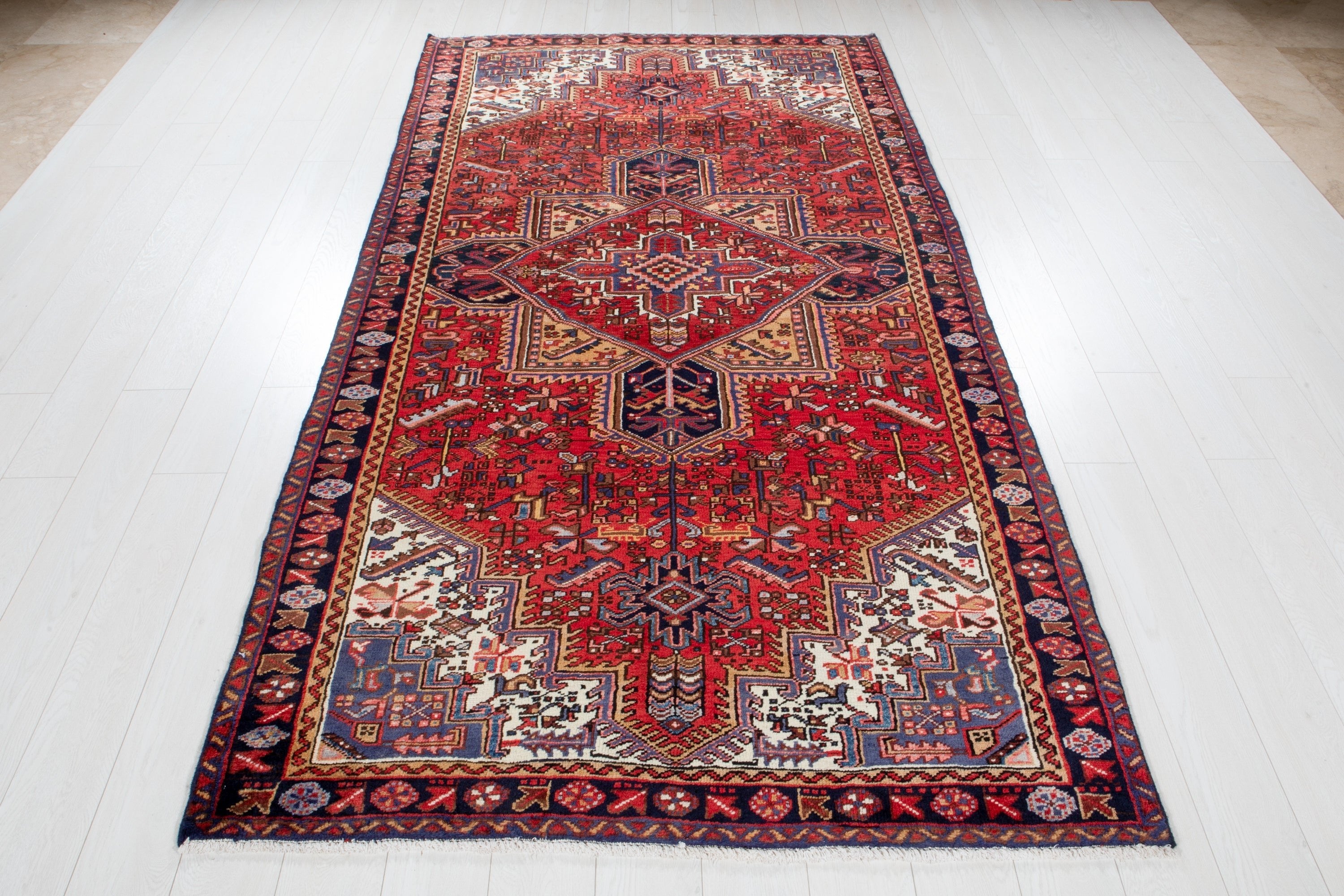 Hand-Knotted Vintage Wool Area Rug – 9' 3" x 4' 9" (281 x 145 cm) - Yasi & Fara