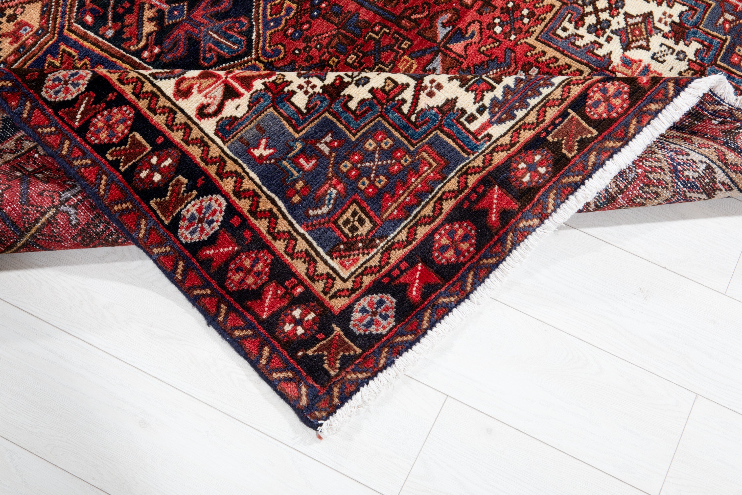 Hand-Knotted Vintage Wool Area Rug – 9' 3" x 4' 9" (281 x 145 cm) - Yasi & Fara