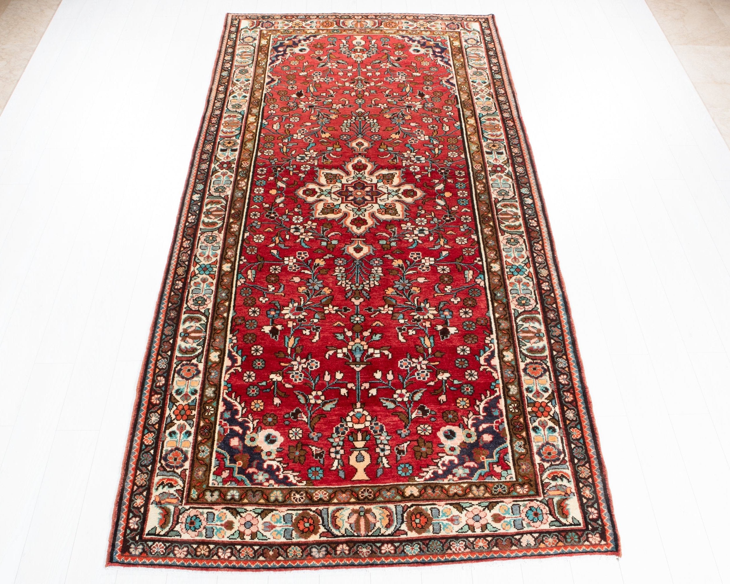 Hand-Knotted Vintage Wool Area Rug – 10' 5" x 5' (317 x 154cm) - Yasi & Fara