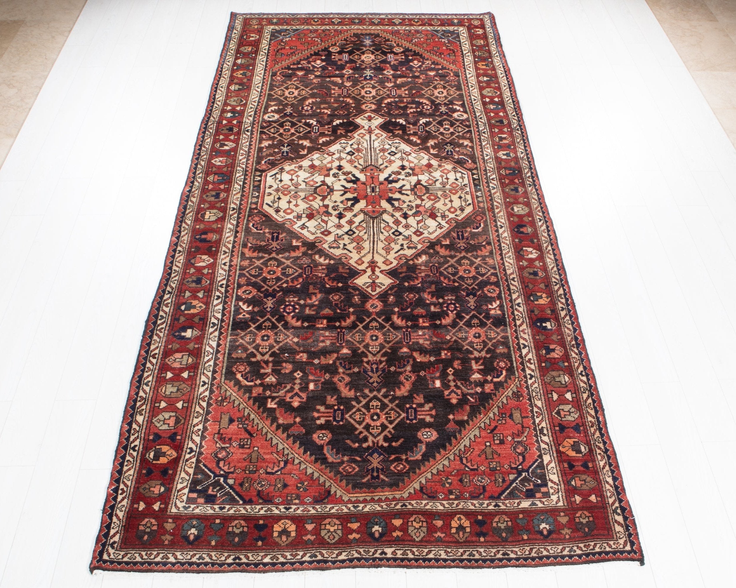 Hand-Knotted Vintage Wool Area Rug – 11' 1" x 5' 3" (338 x 159 cm) - Yasi & Fara