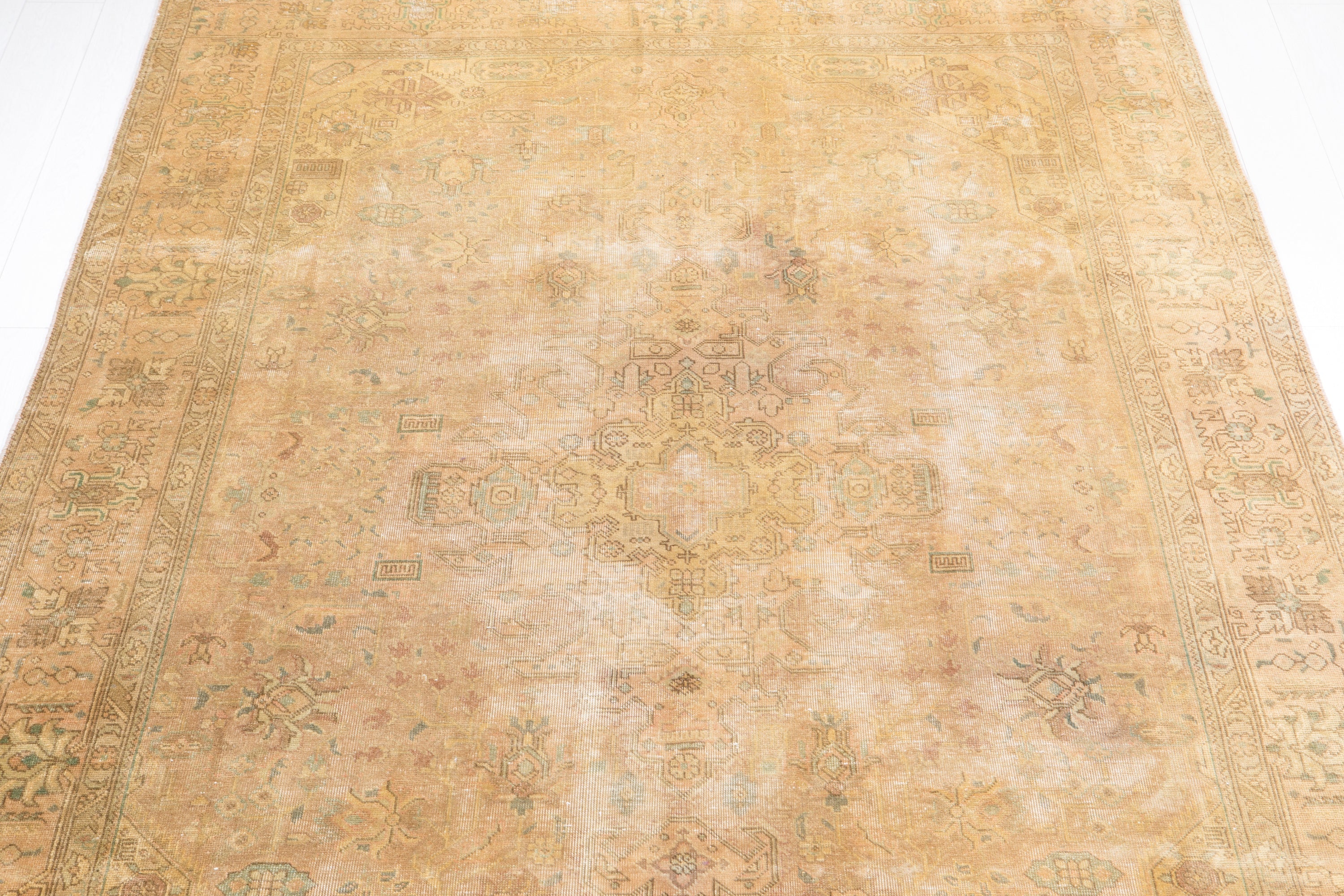 Hand-Knotted Vintage Large Wool Area Rug Faded – 9' 8" x 6' 4" (294 x 194 cm) - Yasi & Fara
