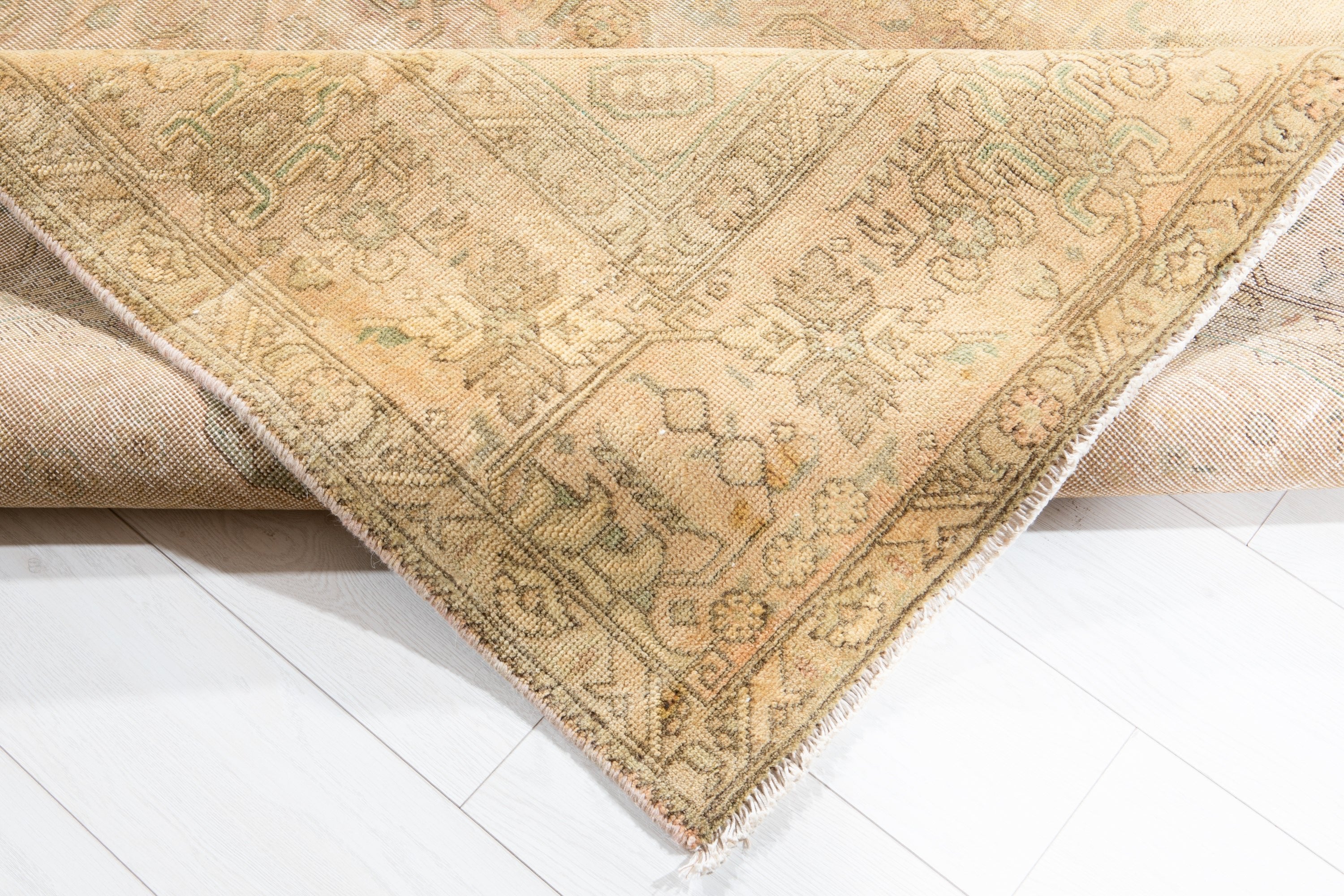 Hand-Knotted Vintage Large Wool Area Rug Faded – 9' 8" x 6' 4" (294 x 194 cm) - Yasi & Fara
